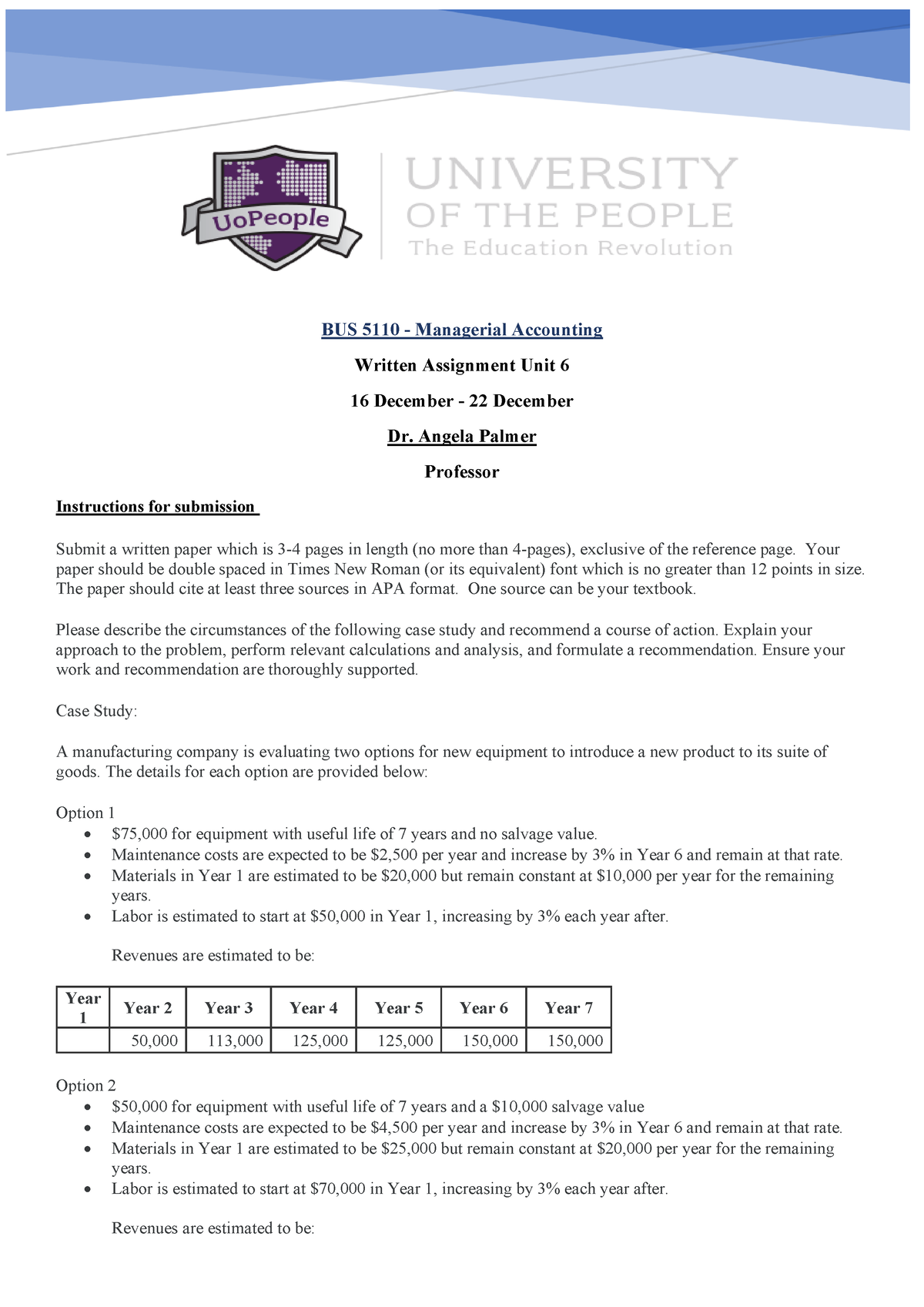 written assignment unit 6 basic accounting