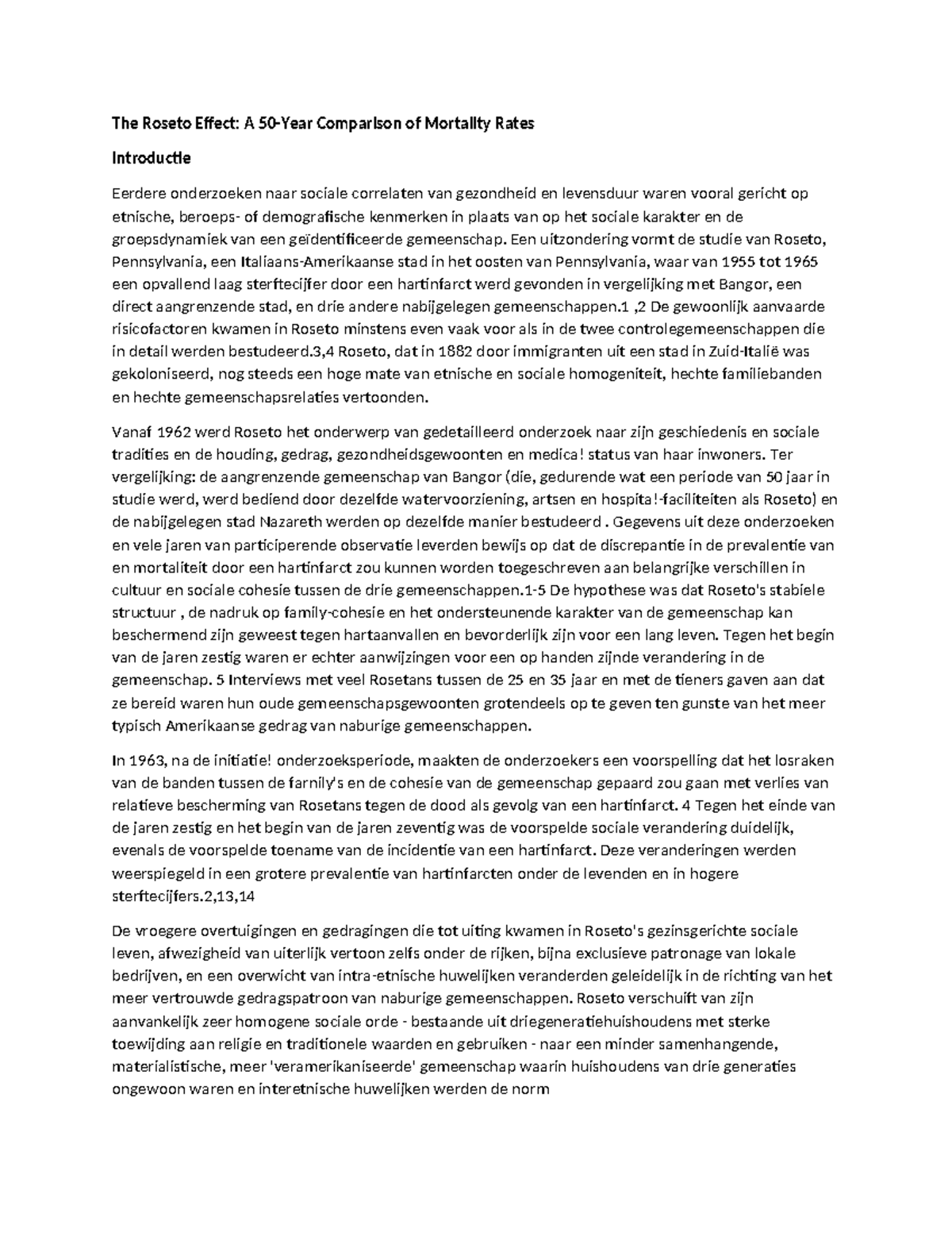 The Roseto Effect vertaling The Roseto Effect A 50Year Comparison