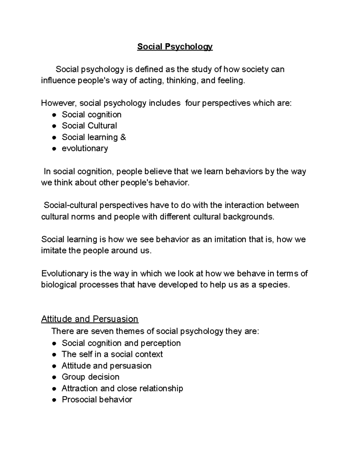 Psychology Social Psychology Social psychology is defined as the study of how society can