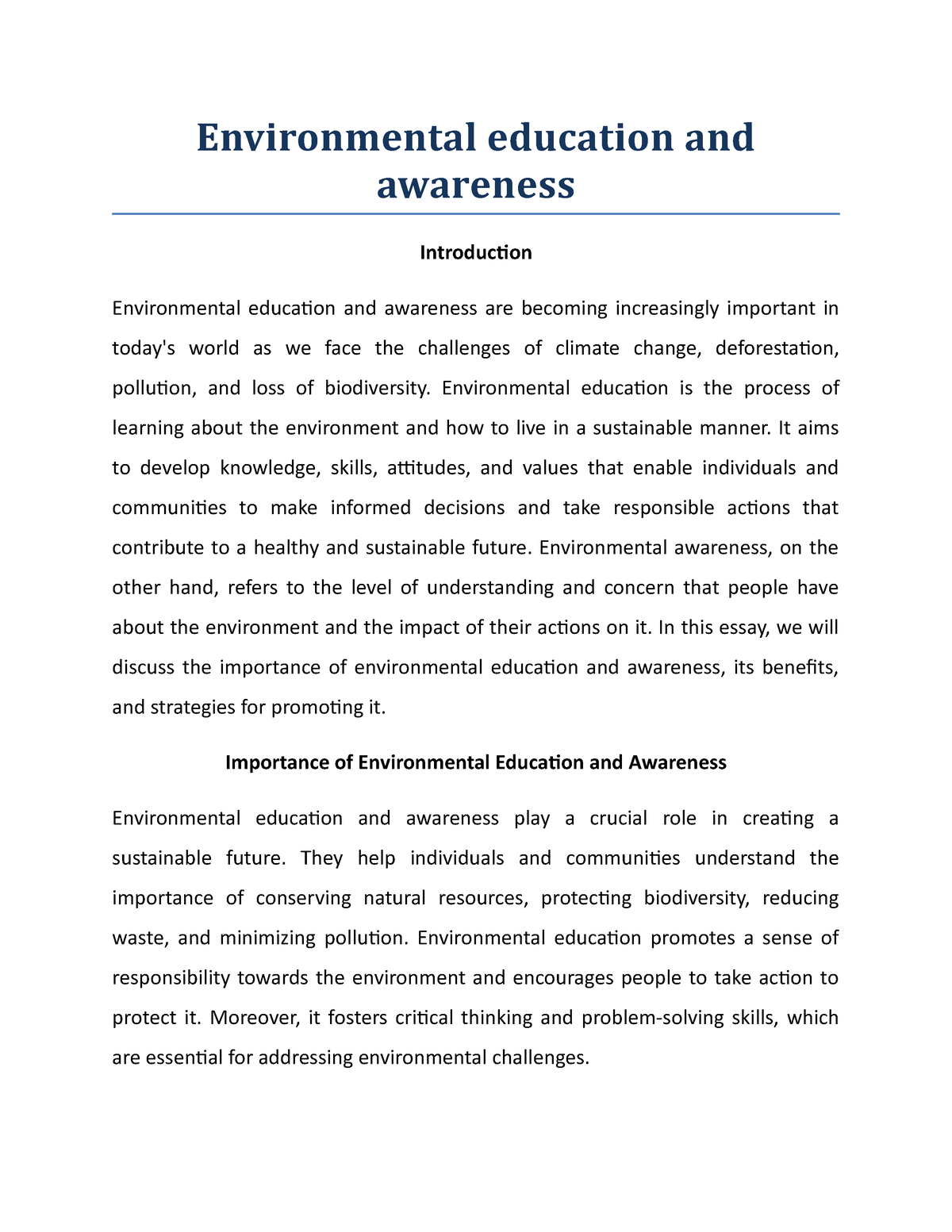 introduction for environmental education