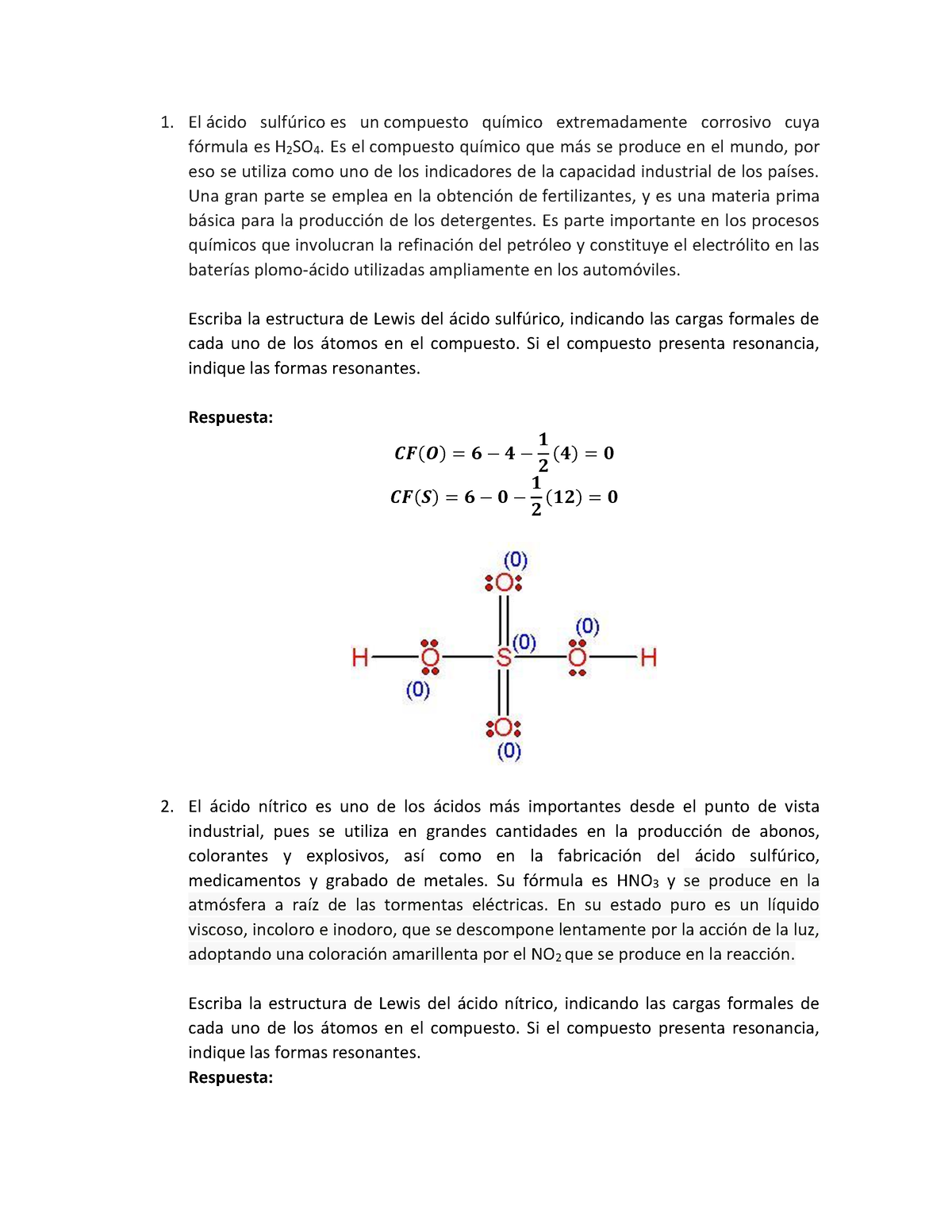 estructura de lewis del ácido nítrico