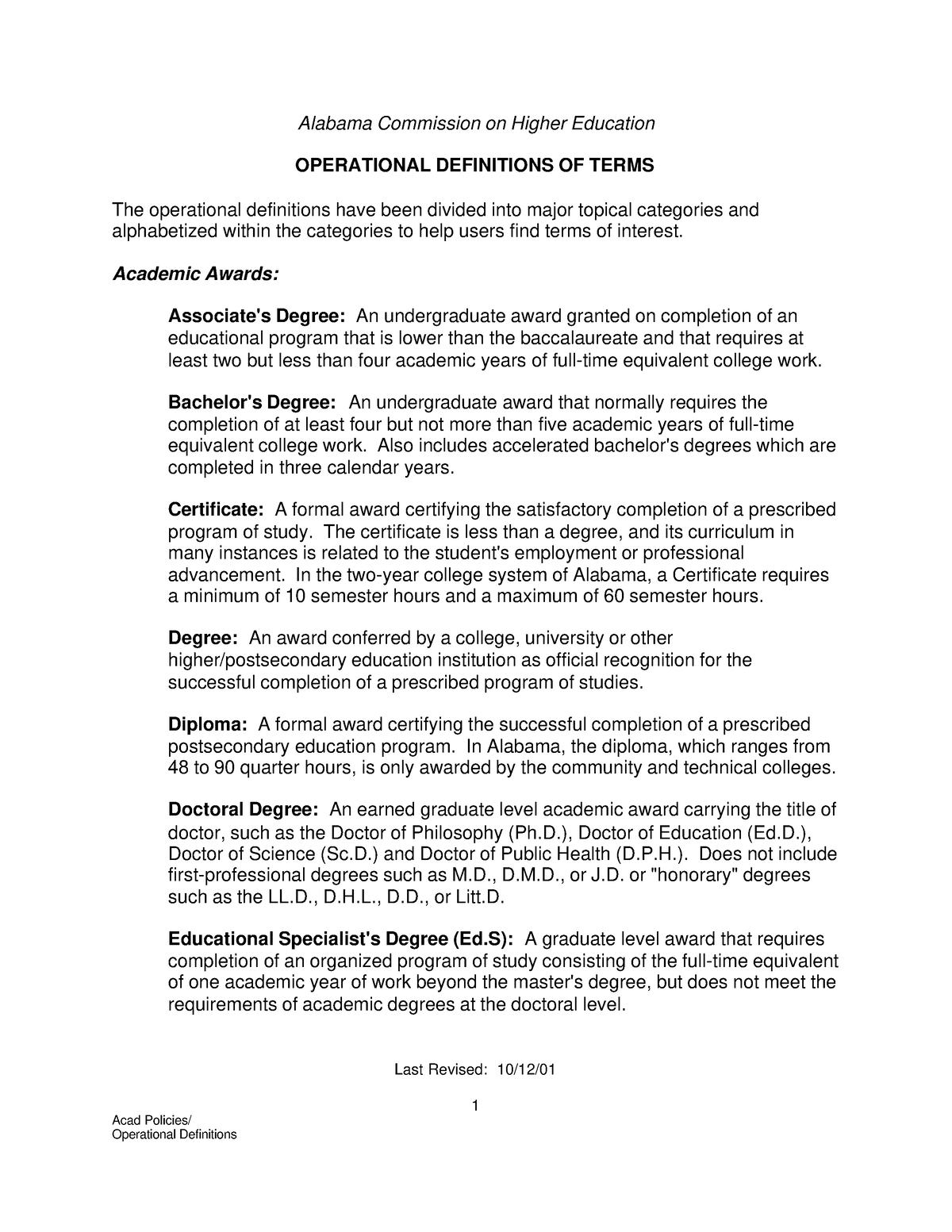 Operational Define - Sjhdjsjsjsjd - Last Revised: 10/12/ 1 Acad ...