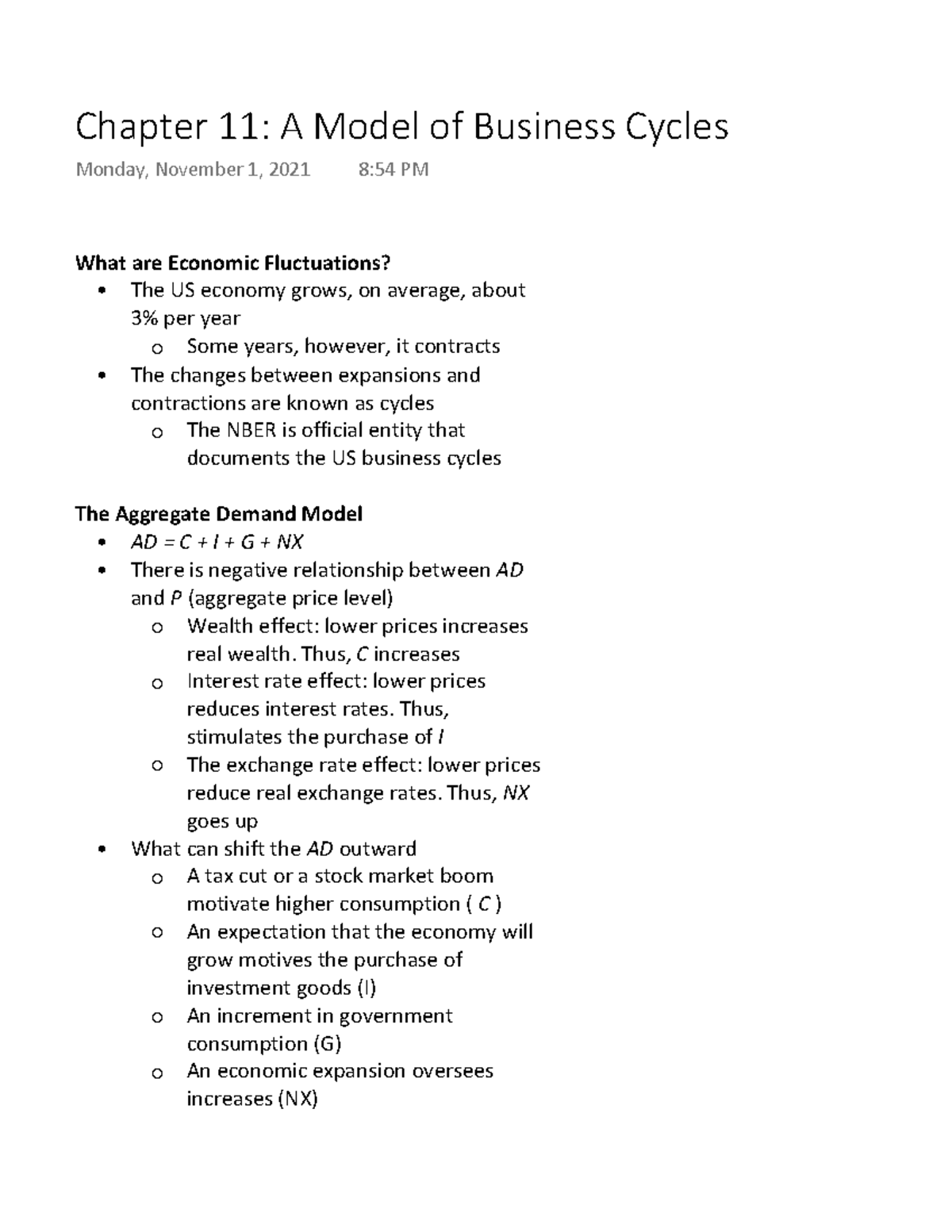 business cycle case study answers