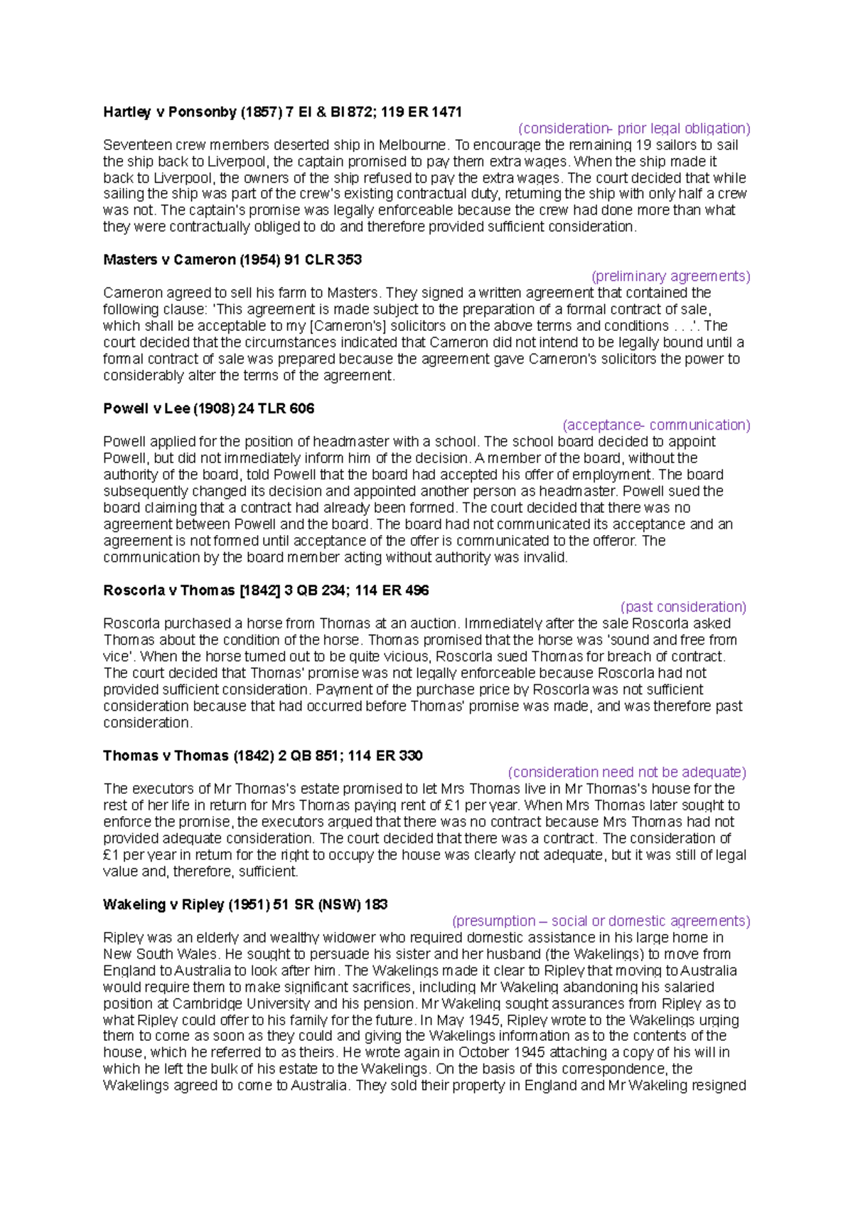 Hartley v Ponsonby Summary cases Hartley v Ponsonby (1857) 7 El