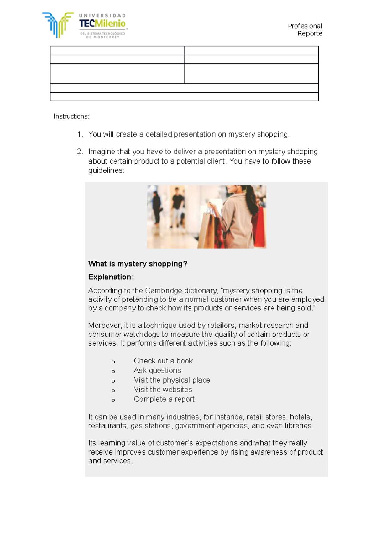 Evidencia 2 Ingles Profesional Reporte Instructions 1 You Will