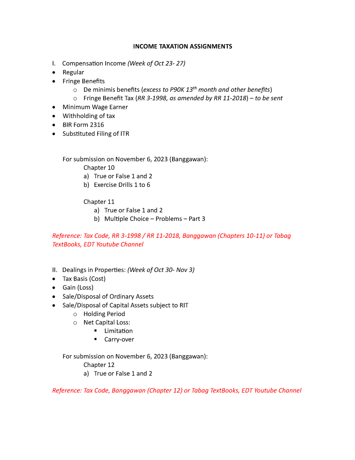 assignment of income tax repayment