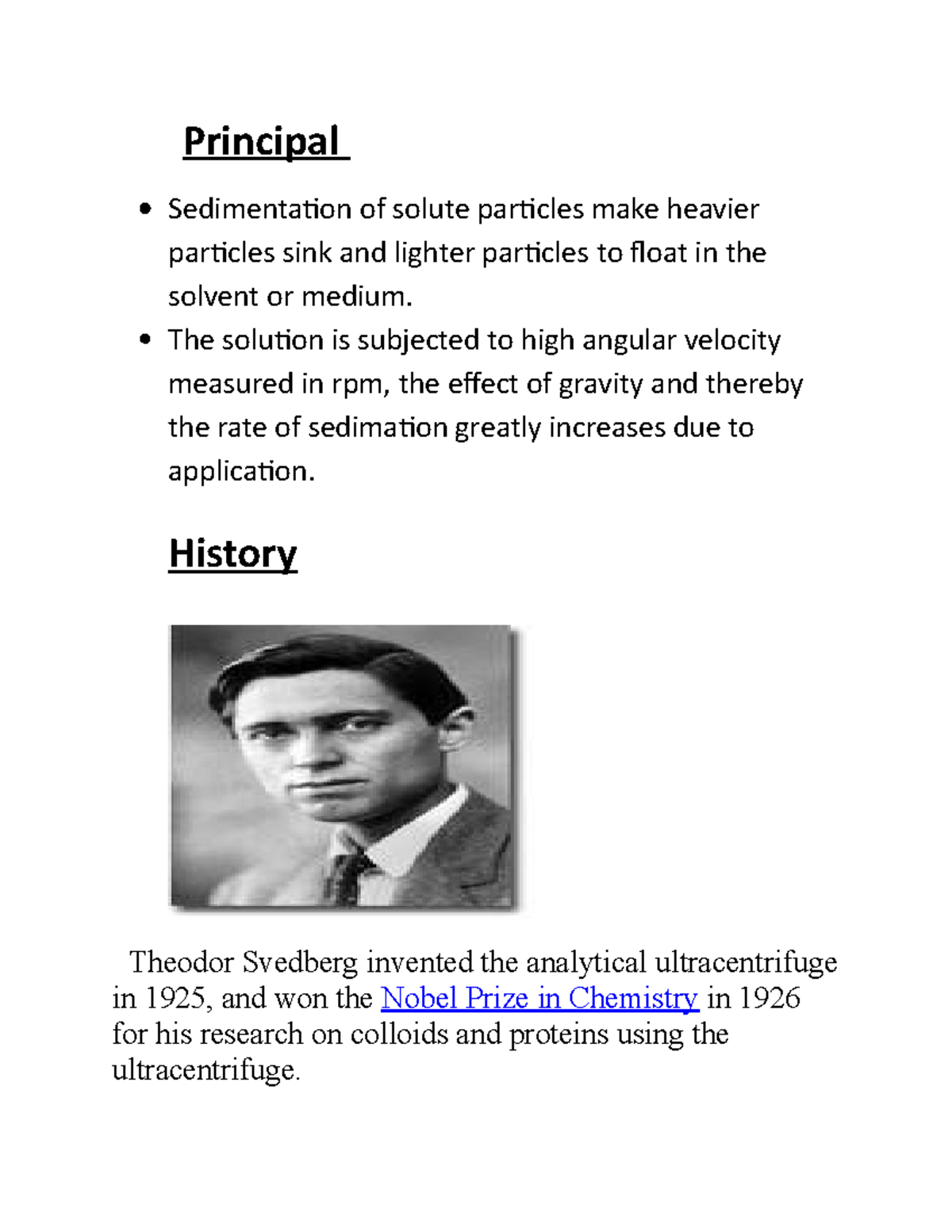 Analytical biochemistry - Principal Sedimentation of solute particles ...