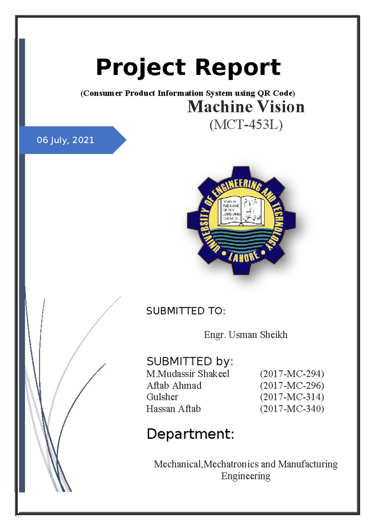 Project Report Machine vision - 06 July, 2021 Project Report (Consumer ...