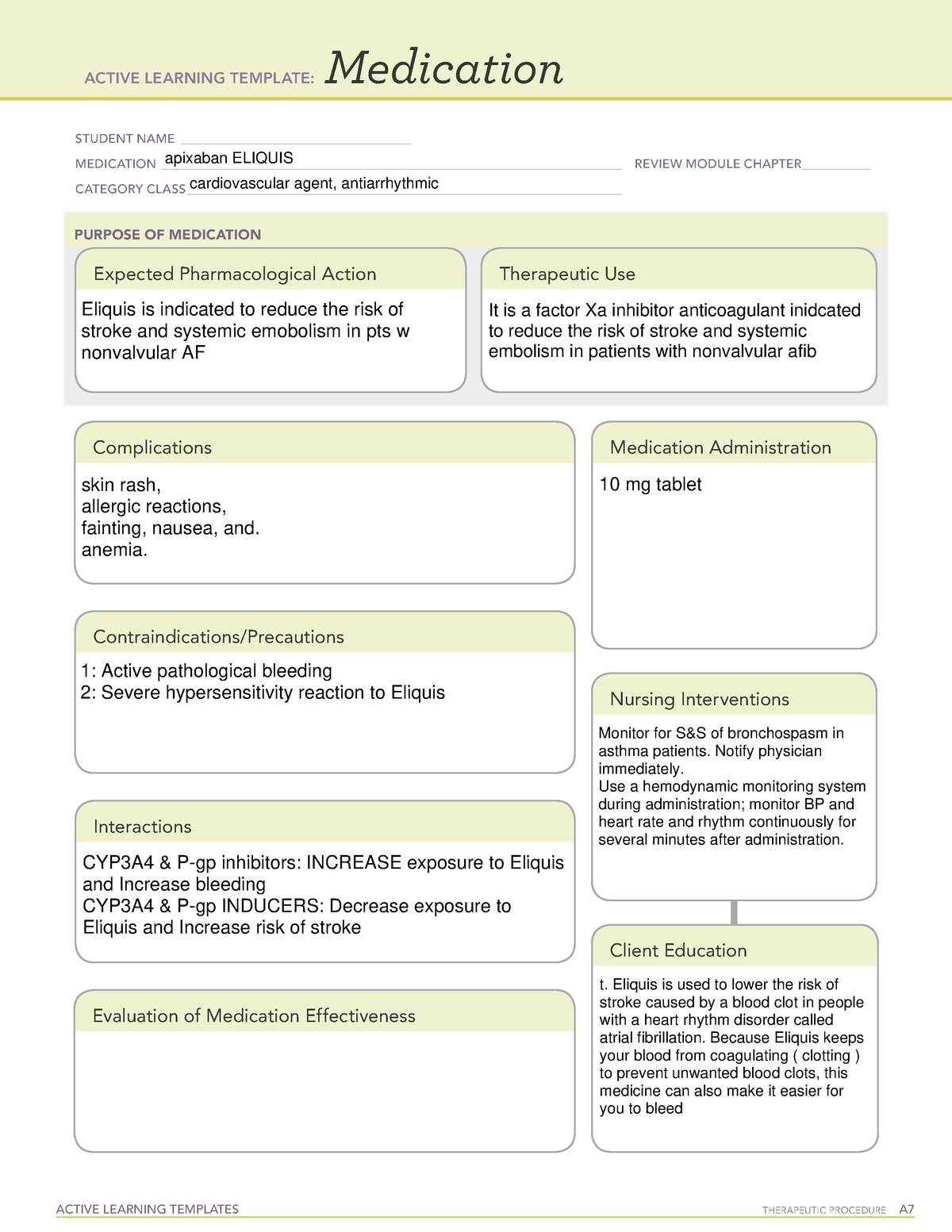 ATI medication template for med list - ACTIVE LEARNING TEMPLATES ...