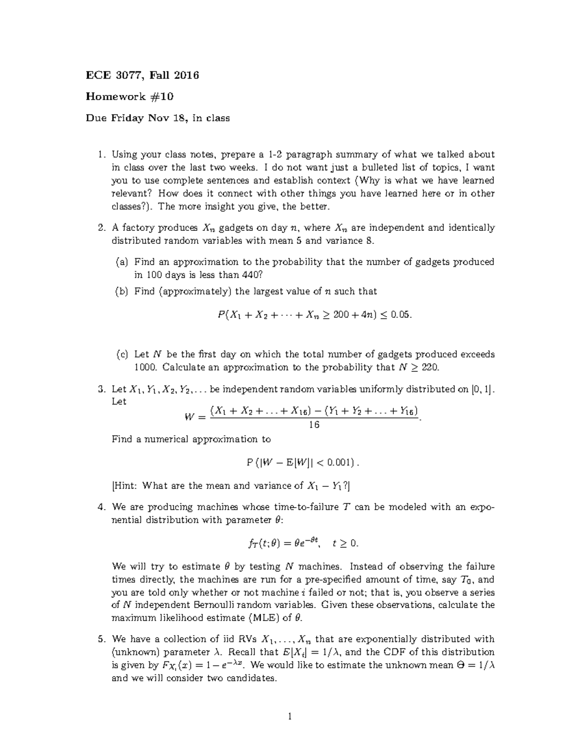 Hw10 3077 Fa16 Homework Solutions Ece 3077 Fall 2016 Homework Due