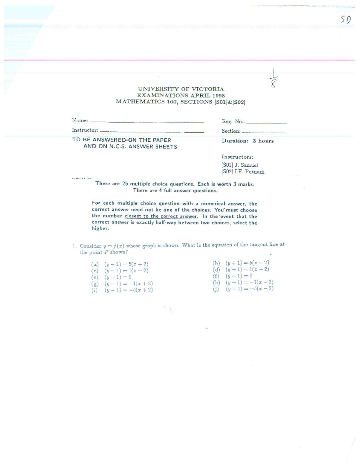 Math100 Final Spring 1998 Math100 Studocu Math100 Final Spring 1998 Math100 Studocu