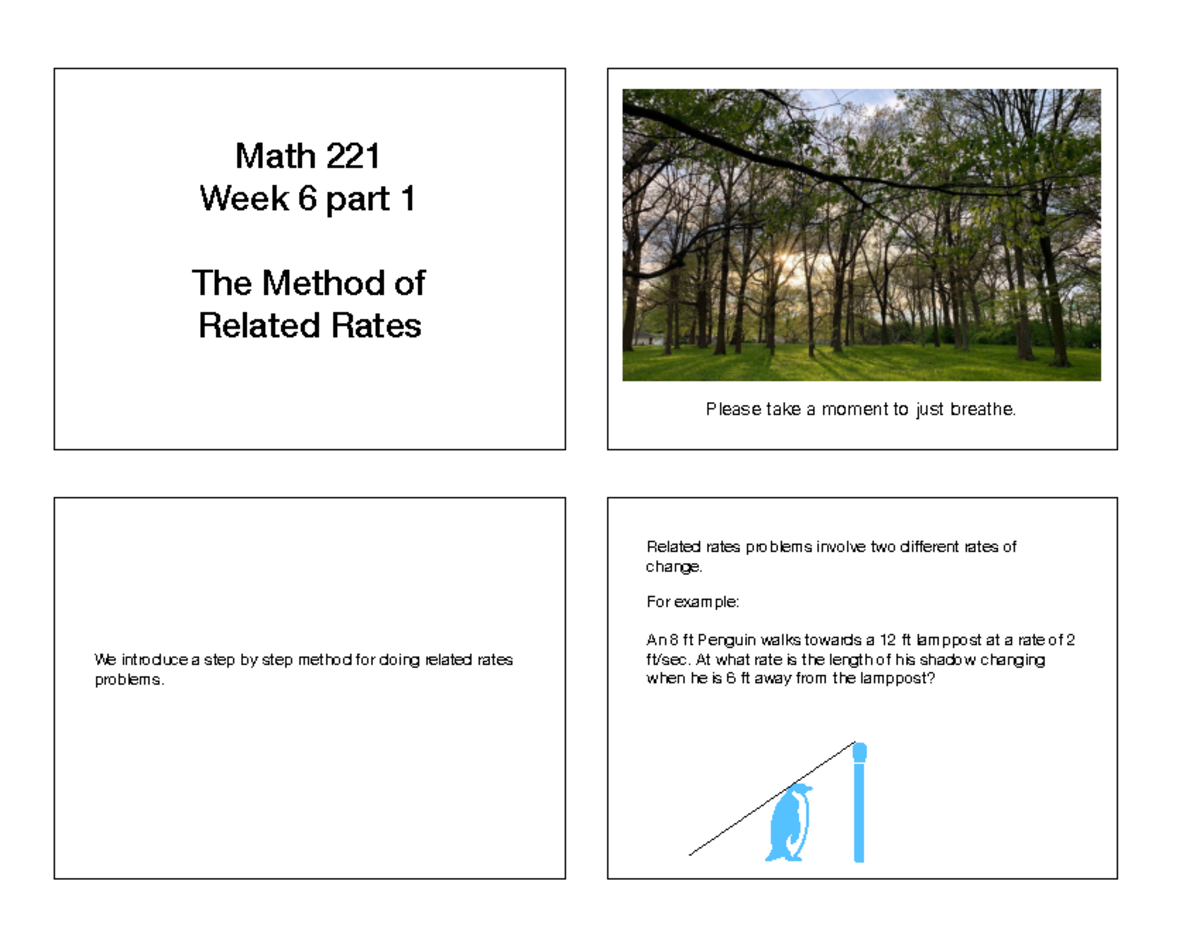 Week 6 - Notes - Math 221 Week 6 part 1 The Method of Related Rates ...