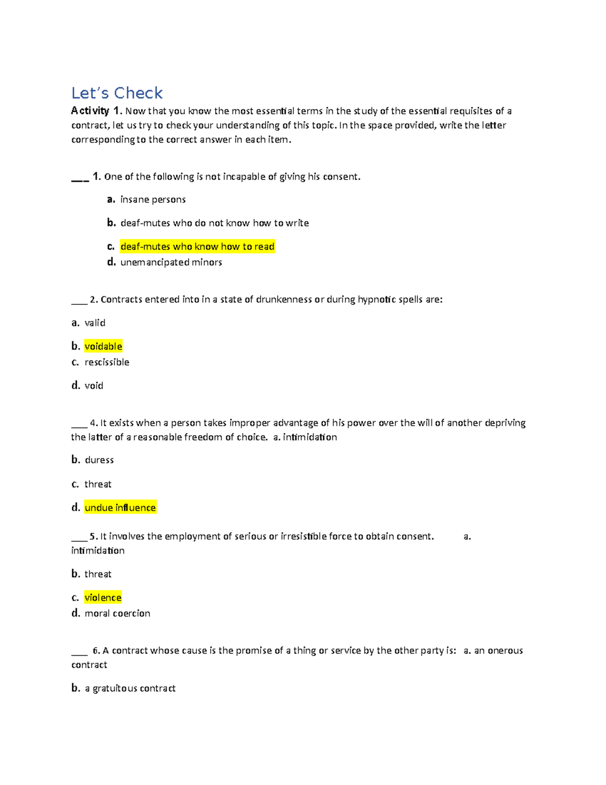 Oblicon QUIZ - A Short Quiz For Obligation And Contracts. - Let’s Check ...