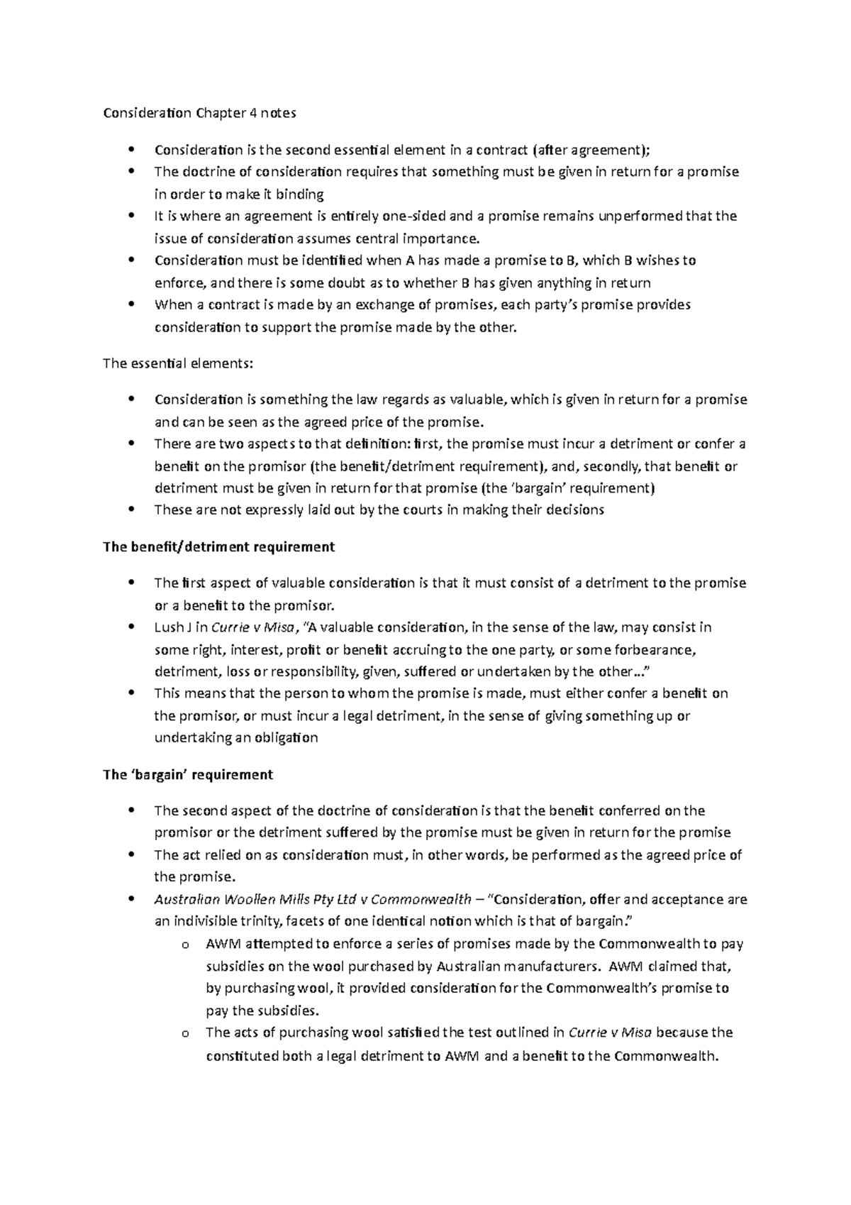 summary-contract-cases-and-materials-chapter-4-content-of