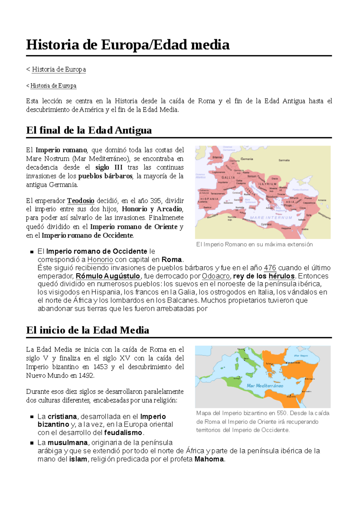 Historia de Europa Edad media - El Imperio Romano en su máxima ...