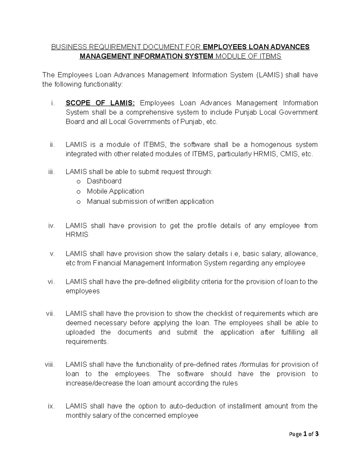 Loan-Advances MIS - assignment - BUSINESS REQUIREMENT DOCUMENT FOR ...