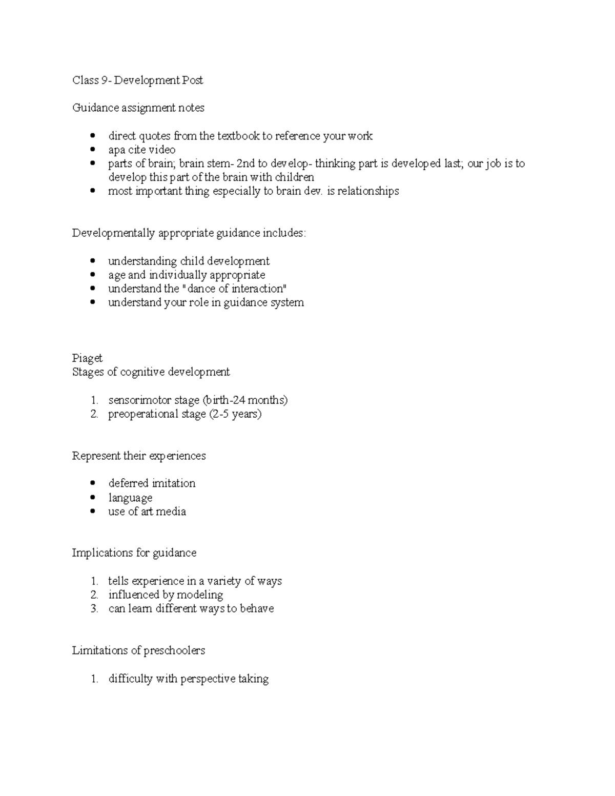 Developmental post - Lecture notes 6 - Class 9- Development Post ...