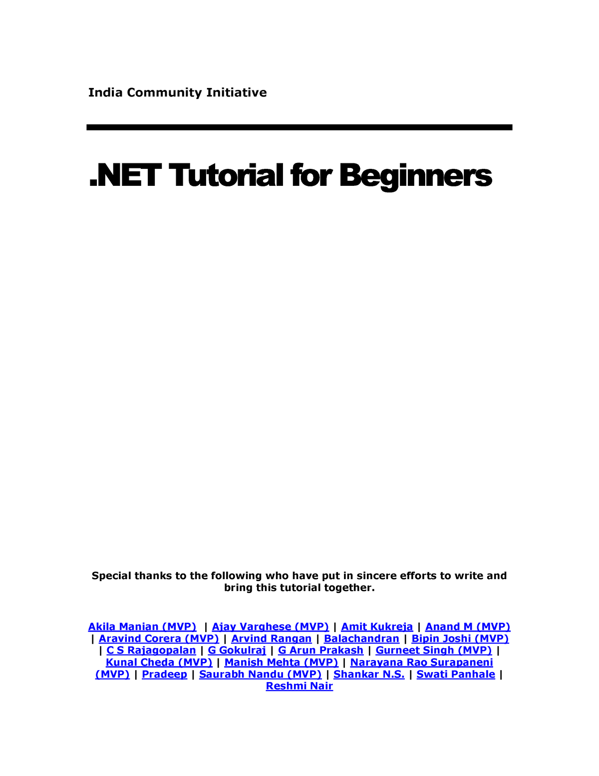 Dot NET Tutorial For Beginners - India Community Initiative .NET ...