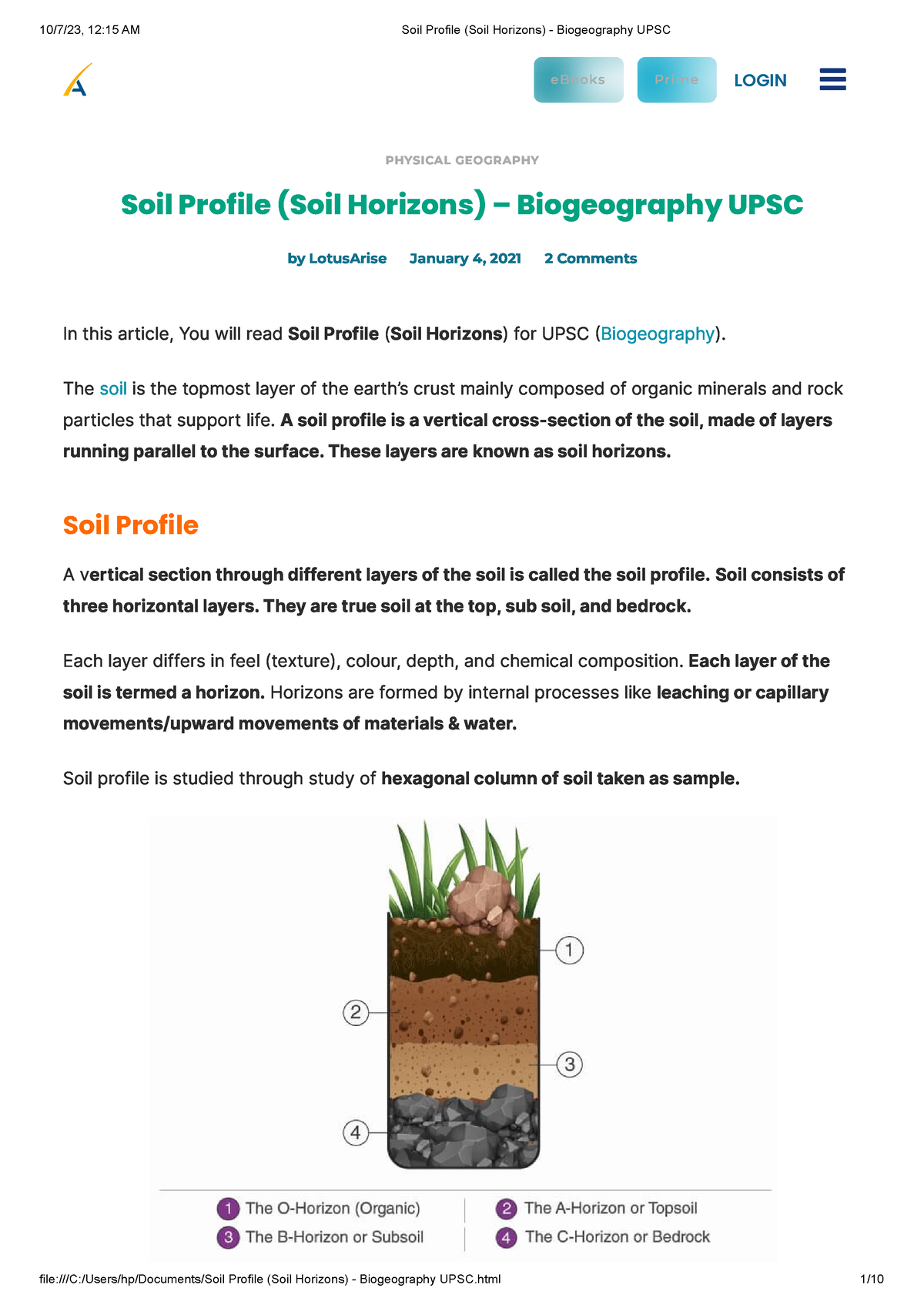 Soil Profile (Soil Horizons) - Biogeography UPSC - PHYSICAL GEOGRAPHY ...