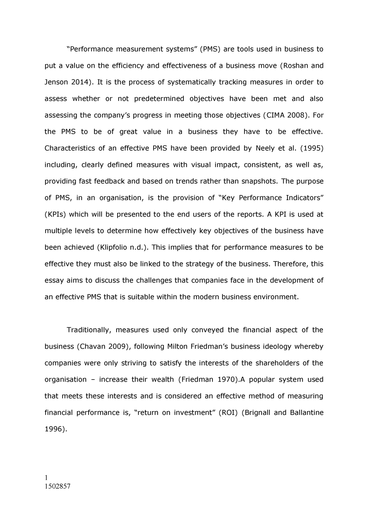 what is performance measurement essay