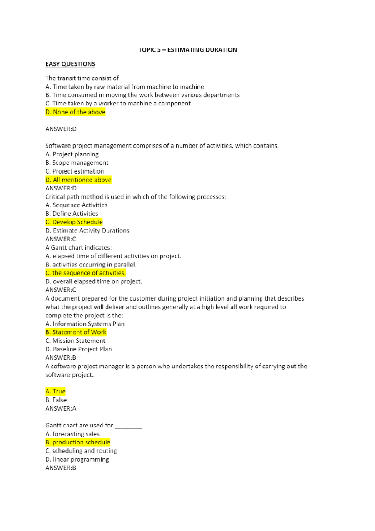 DR MCQ - PM MCQ - Project Management - Studocu