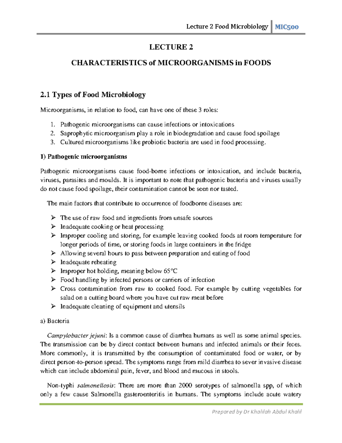 Lecture 2B MIC 500 OCT 2023 LECTURE 2 CHARACTERISTICS of