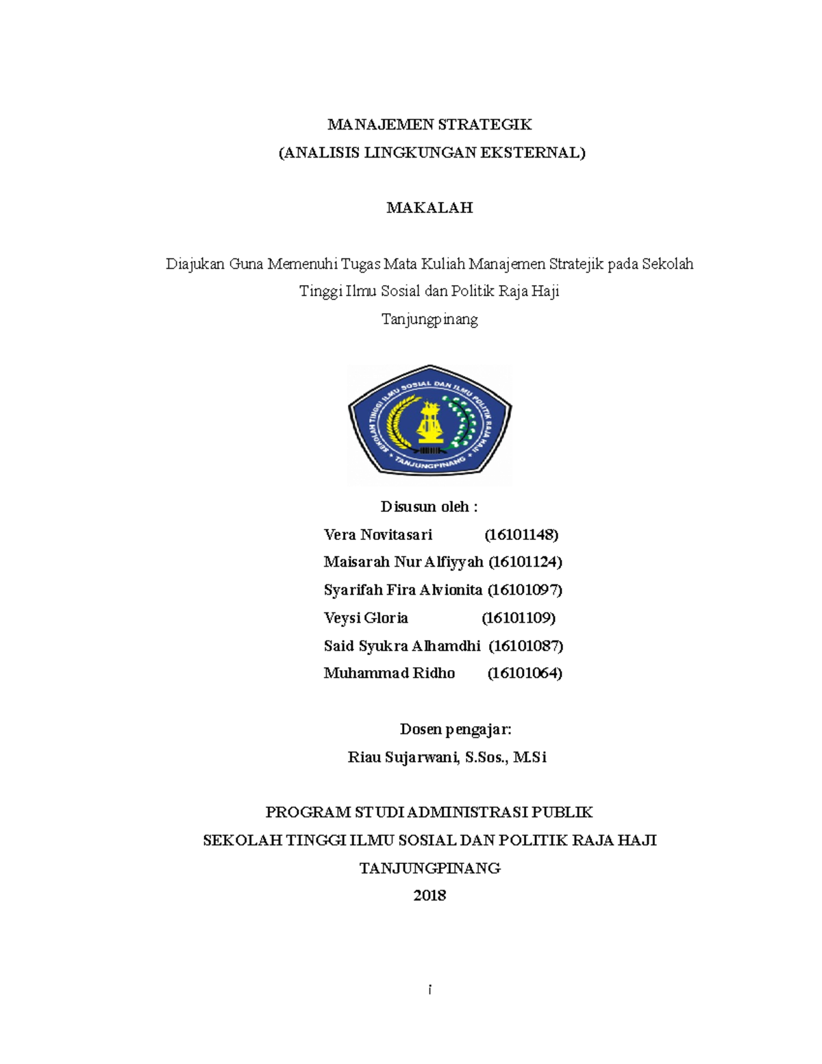 Manajemen Strategik Analisis Lingkungan - MANAJEMEN STRATEGIK (ANALISIS ...