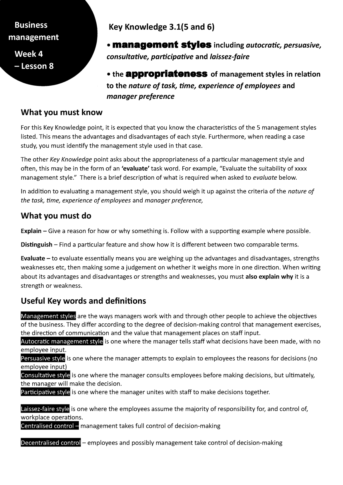 management styles case study