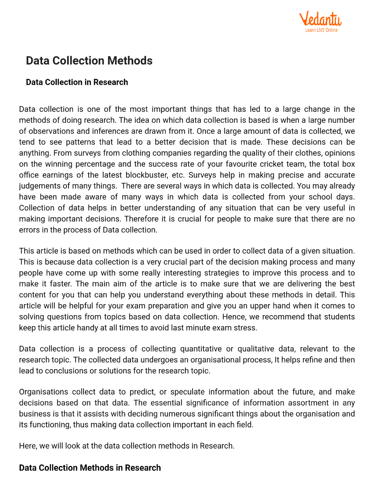 Data Collection Methods - Business Research - Studocu