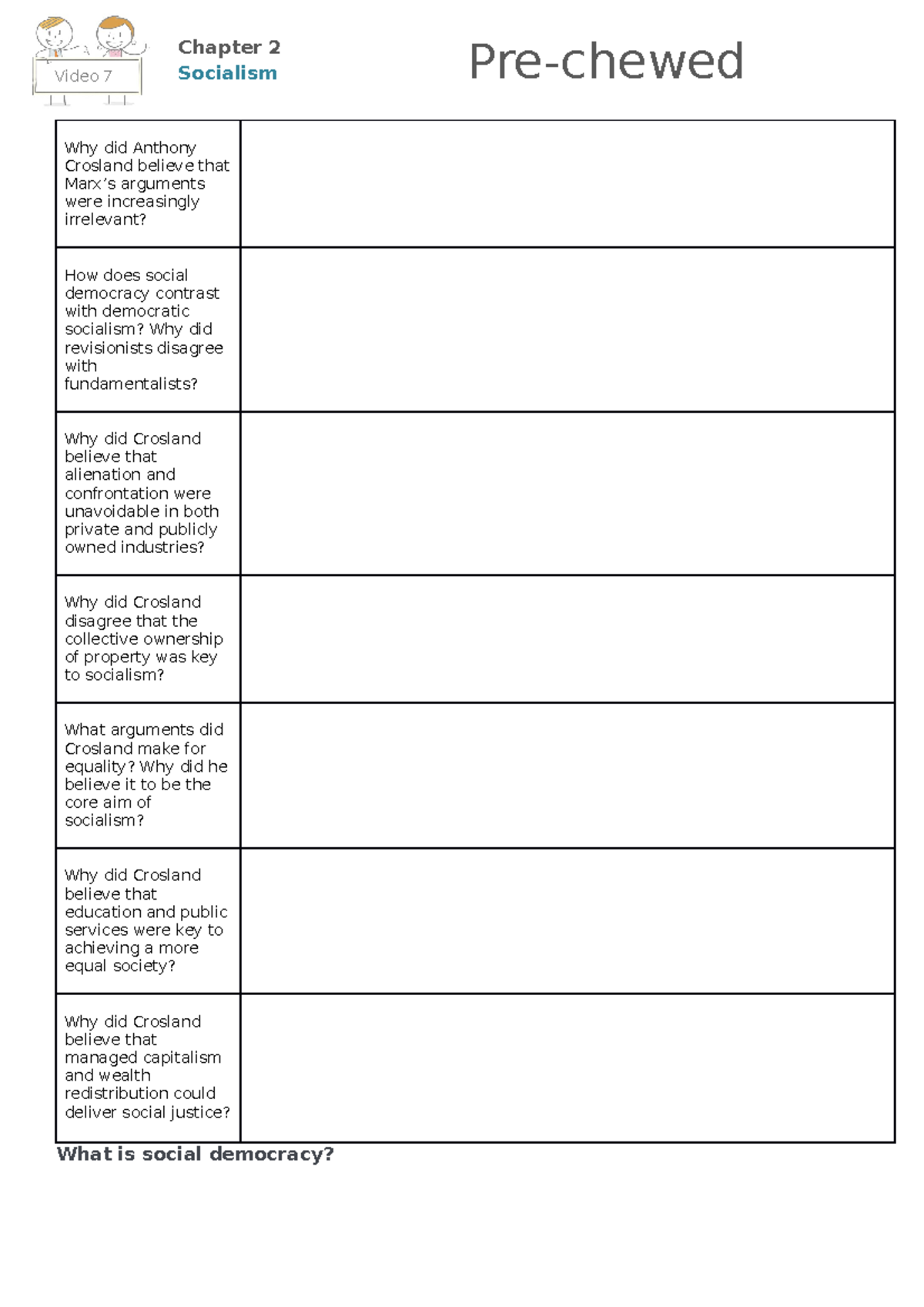 7 - social democracy worksheet - Why did Anthony Crosland believe that ...