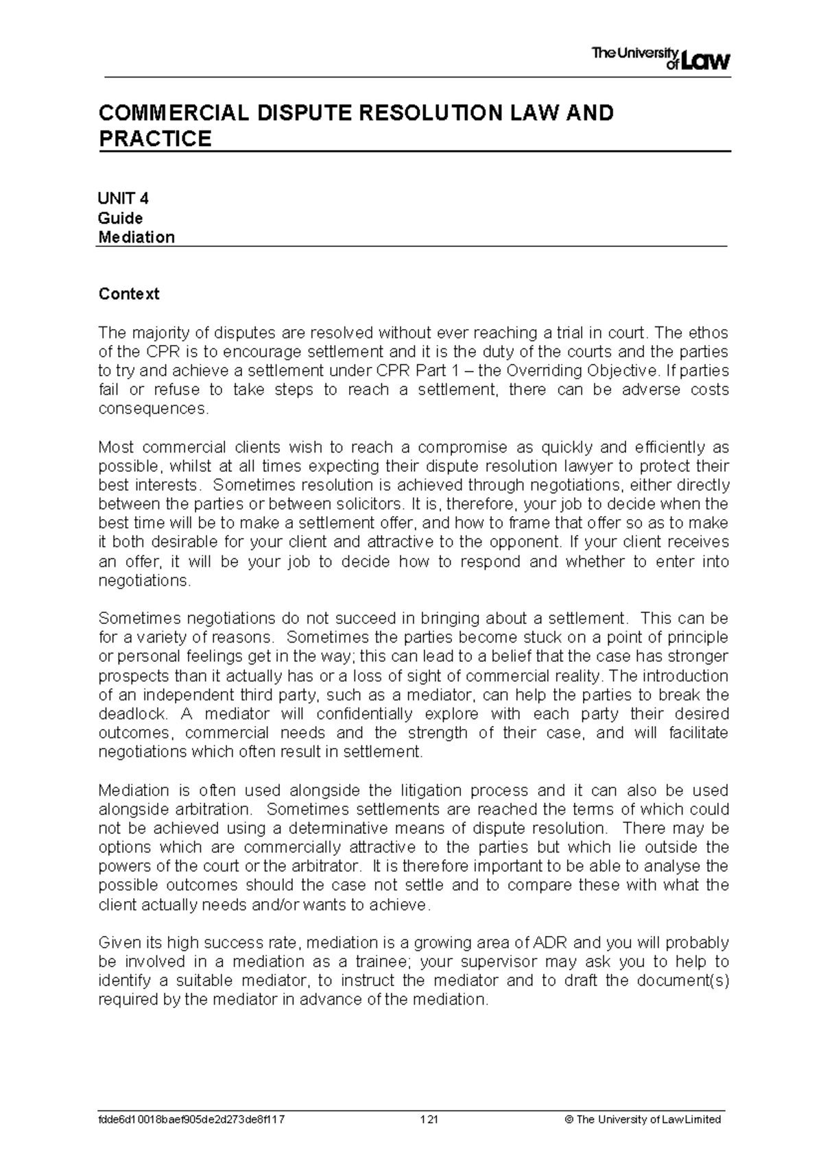 2324 cdr ws04 ce01 guide t - COMMERCIAL DISPUTE RESOLUTION LAW AND ...