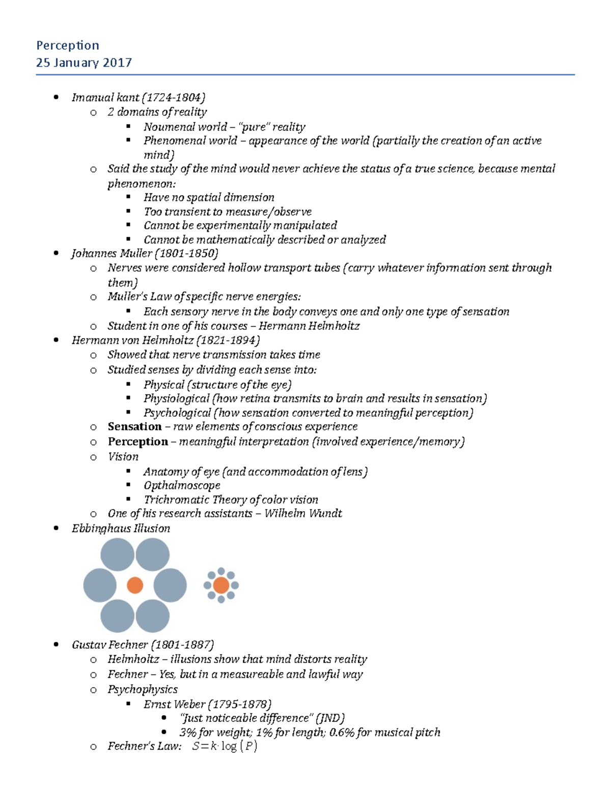 6 - Perception - Lecture notes - Perception 25 January 2017 Imanual ...
