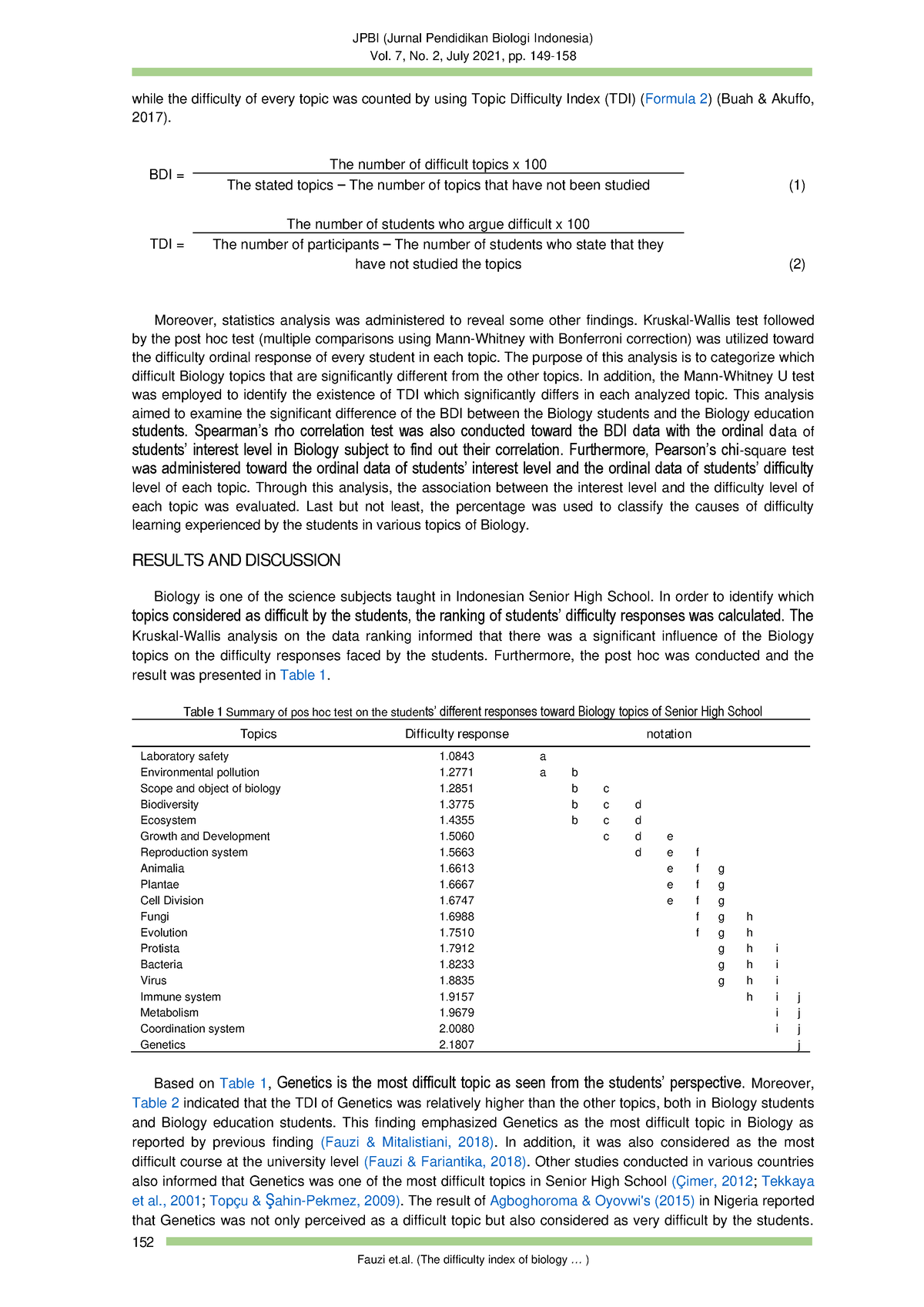 Biology - 2 - JPBI (Jurnal Pendidikan Biologi Indonesia) Vol. 7, No. 2 ...