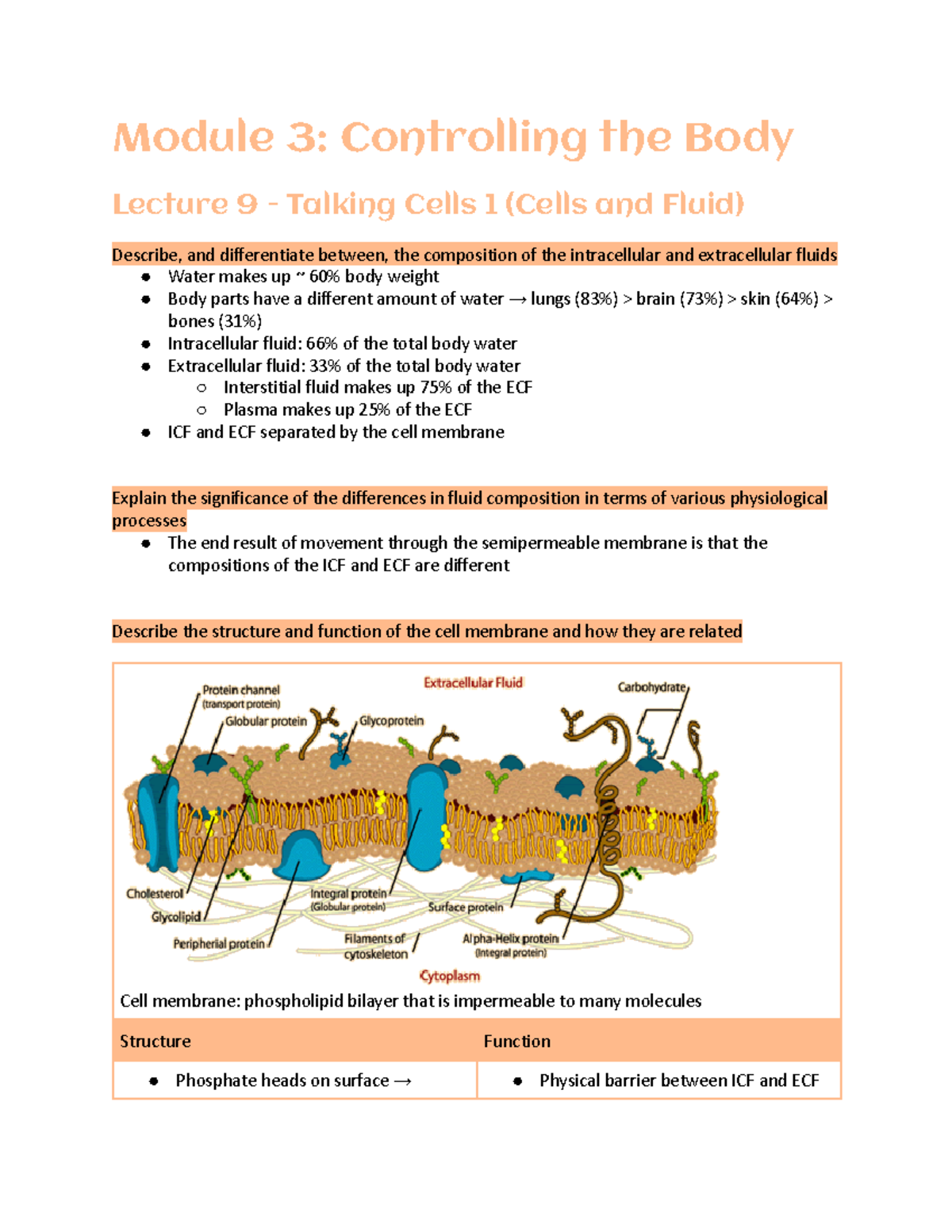 MEDS1001 Module 3 (Controlling the Body) Module 3 Controlling the