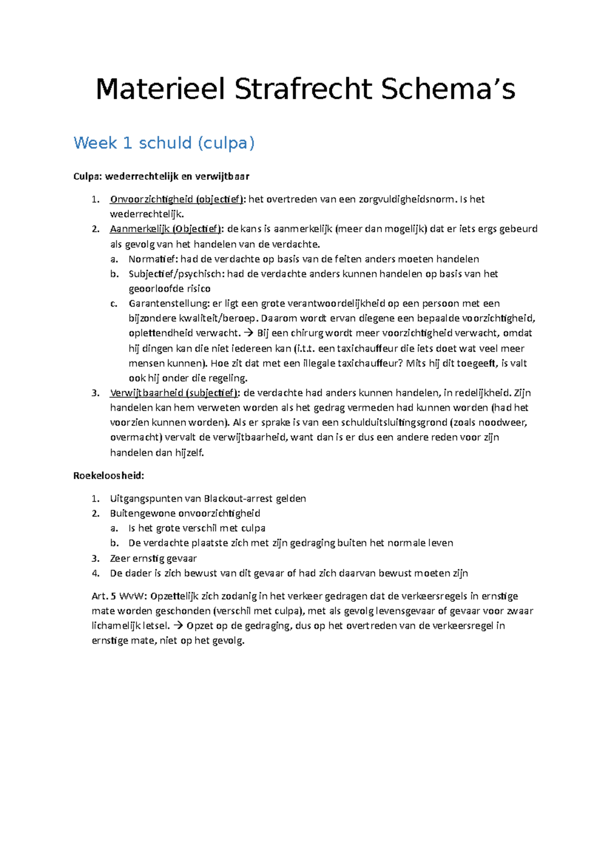 Materieel Strafrecht - Schema's - Materieel Strafrecht Schema’s Week 1 ...