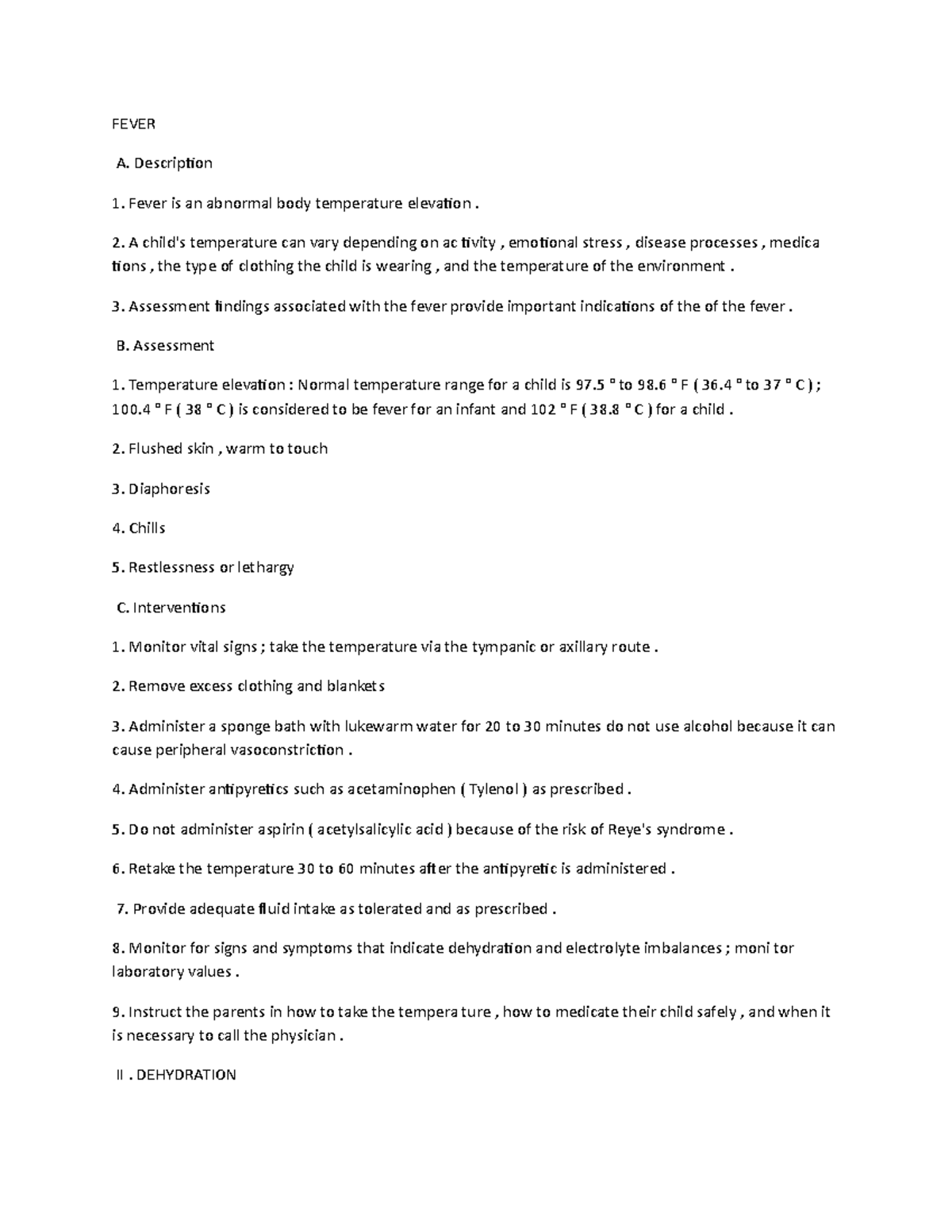 Fever Explanation -WPS Office - FEVER A. Description Fever is an ...