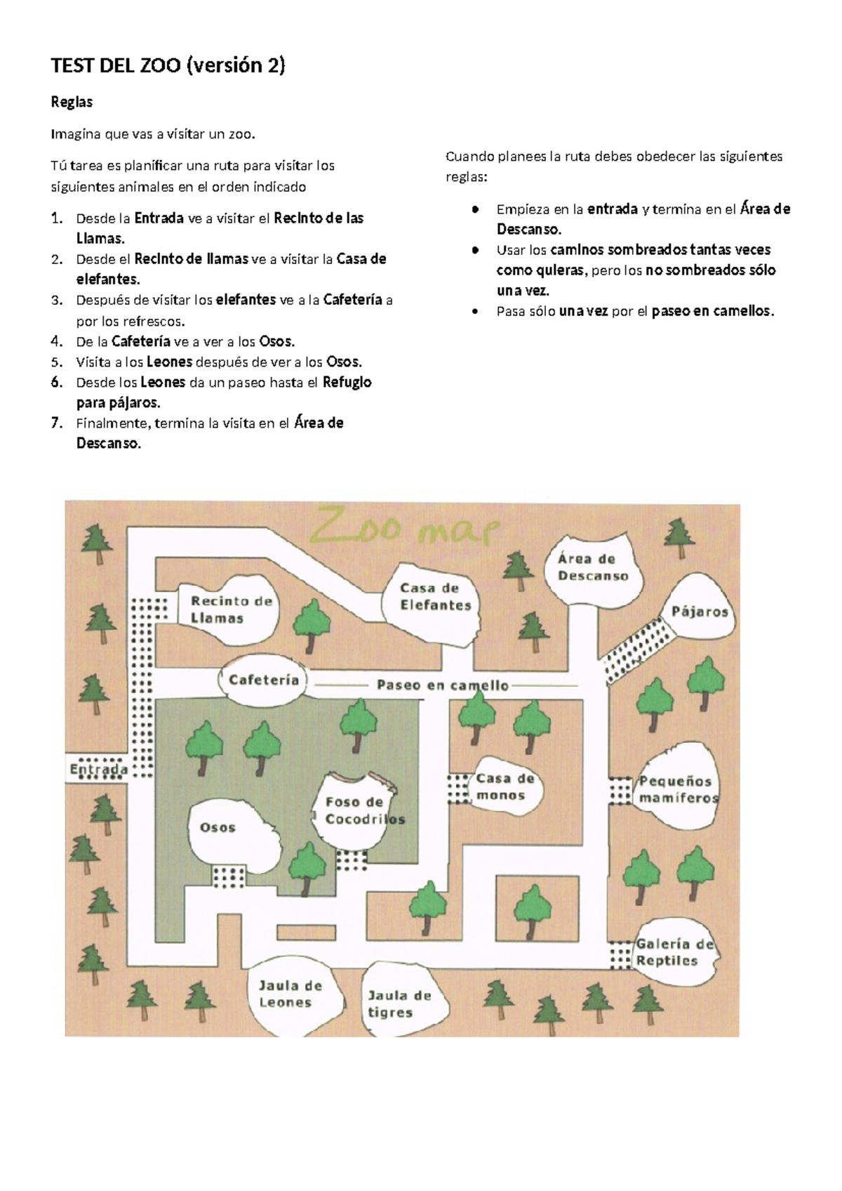 TEST DEL ZOO versión 2 - PRÁCTICA - TEST DEL ZOO (versión 2) Reglas ...