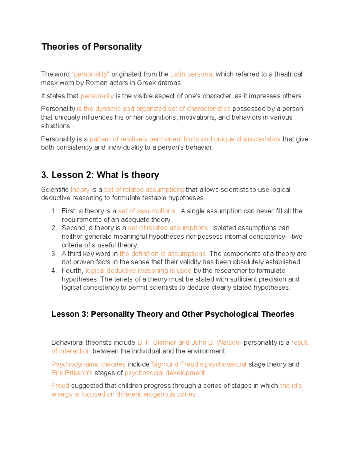 Theories-of-Personality - Theories of Personality The word “personality ...