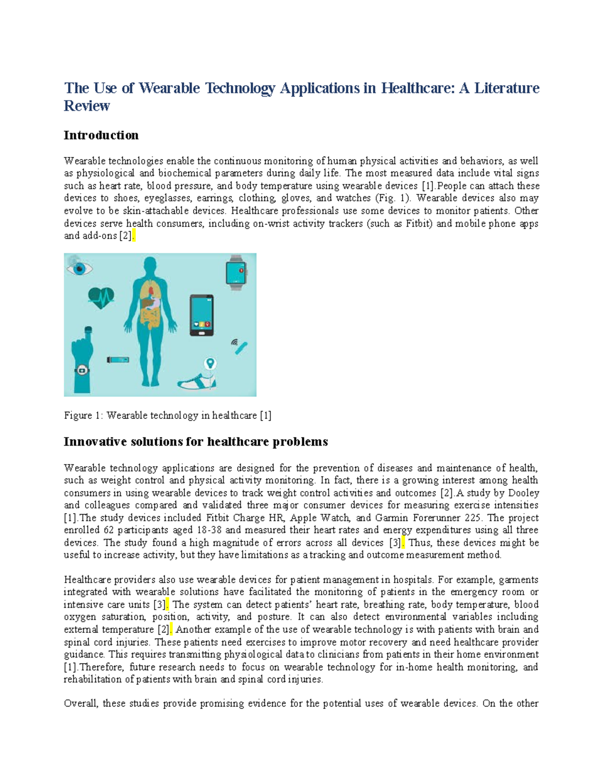 Inclassactivity 4 1 The Use of Wearable Technology Applications in