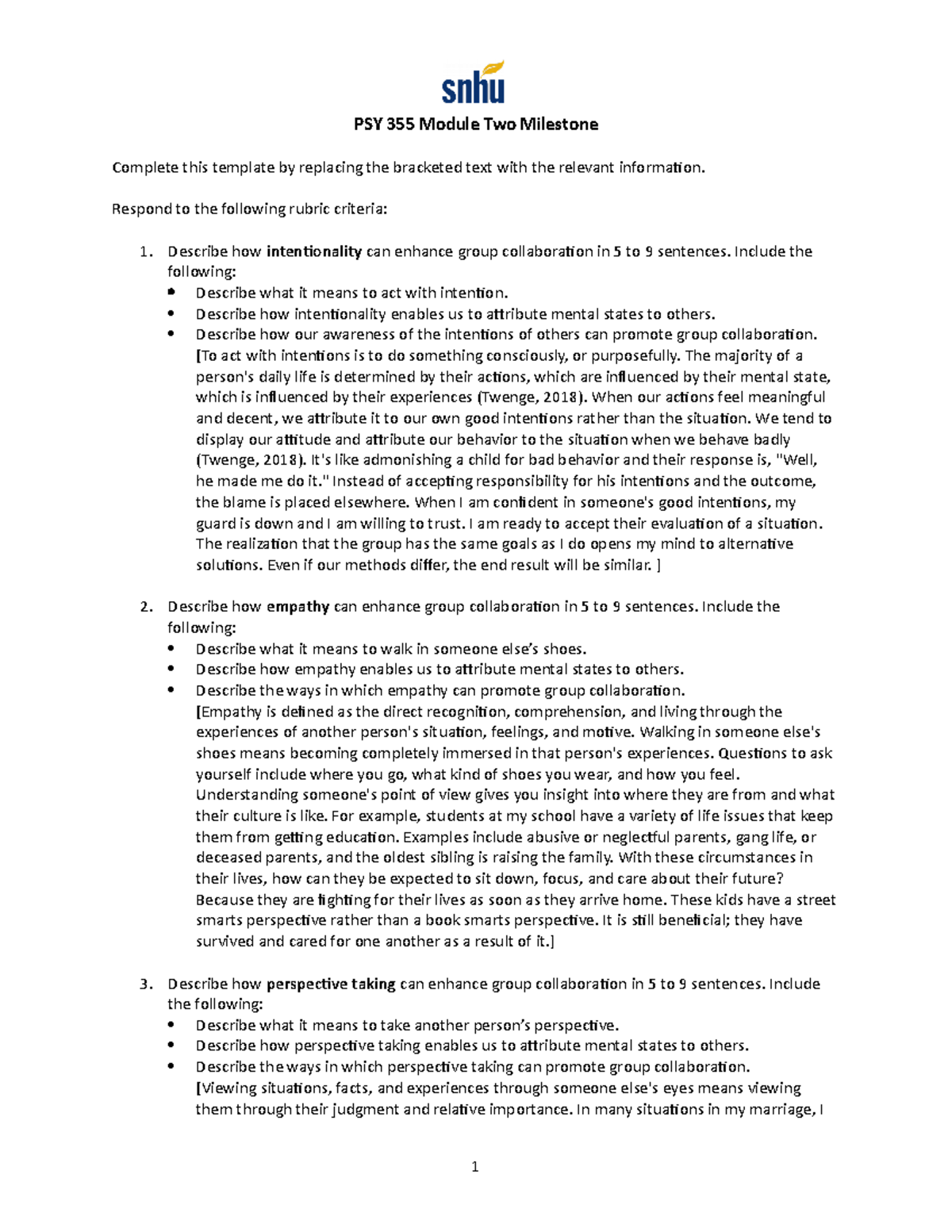 PSY 355 Module Two Milestone - PSY 355 Module Two Milestone Complete ...