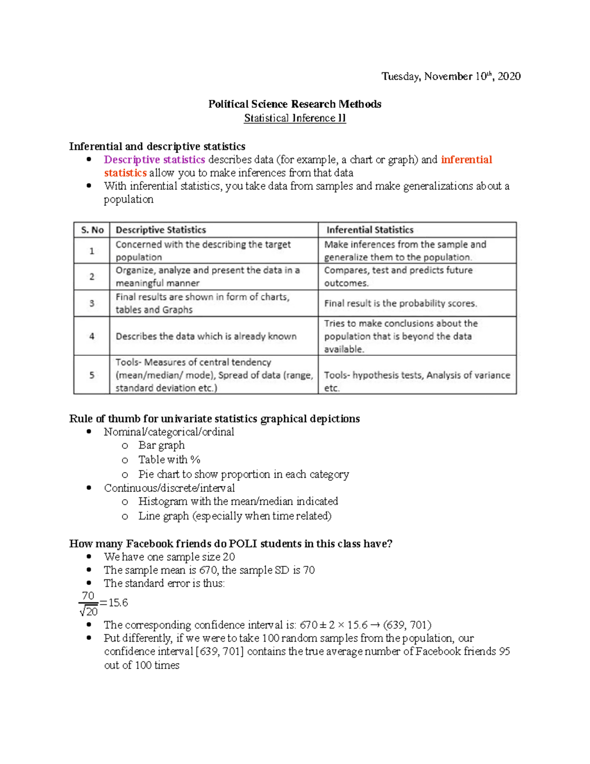 POLI210 - Week 11 Notes - Tuesday, November 10th, 2020 Political ...