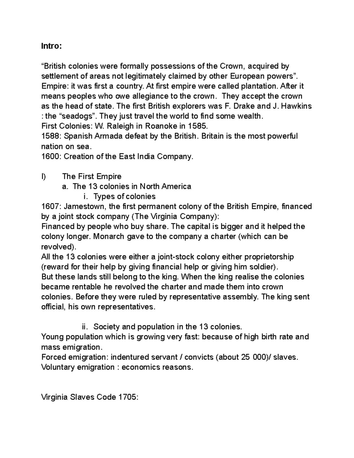 Civilisation GB - Intro: “British colonies were formally possessions of ...