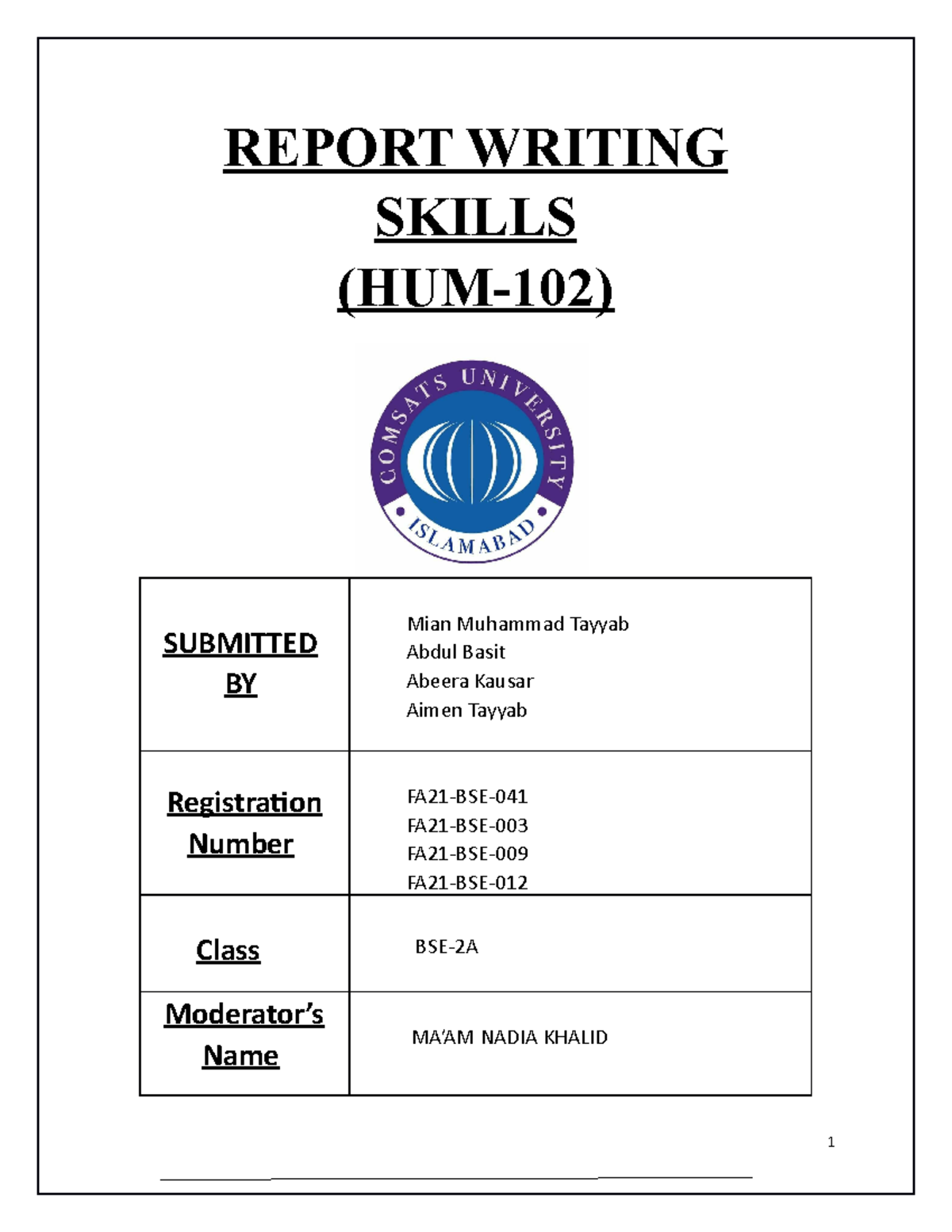 RWS Semester Project - REPORT WRITING SKILLS (HUM-102) SUBMITTED BY ...