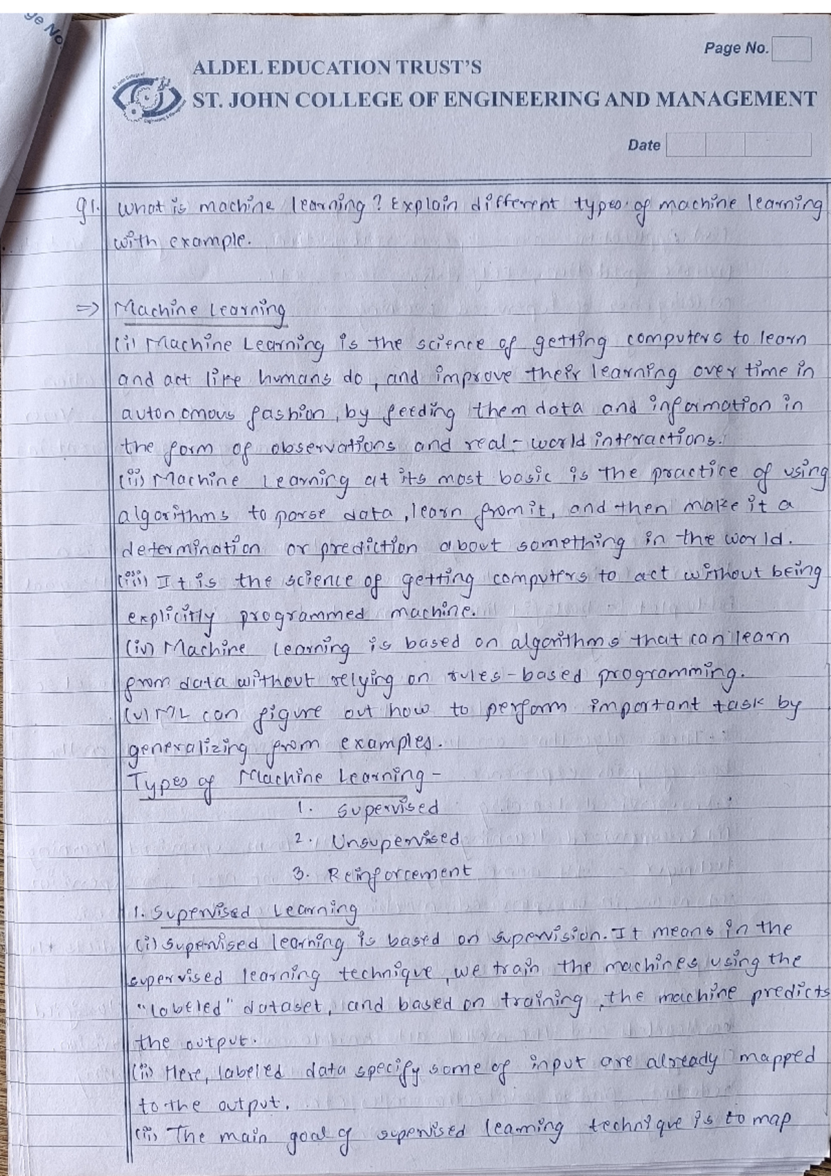 ML Assignment 1 - Hope it help you - Computer Engineering - Studocu