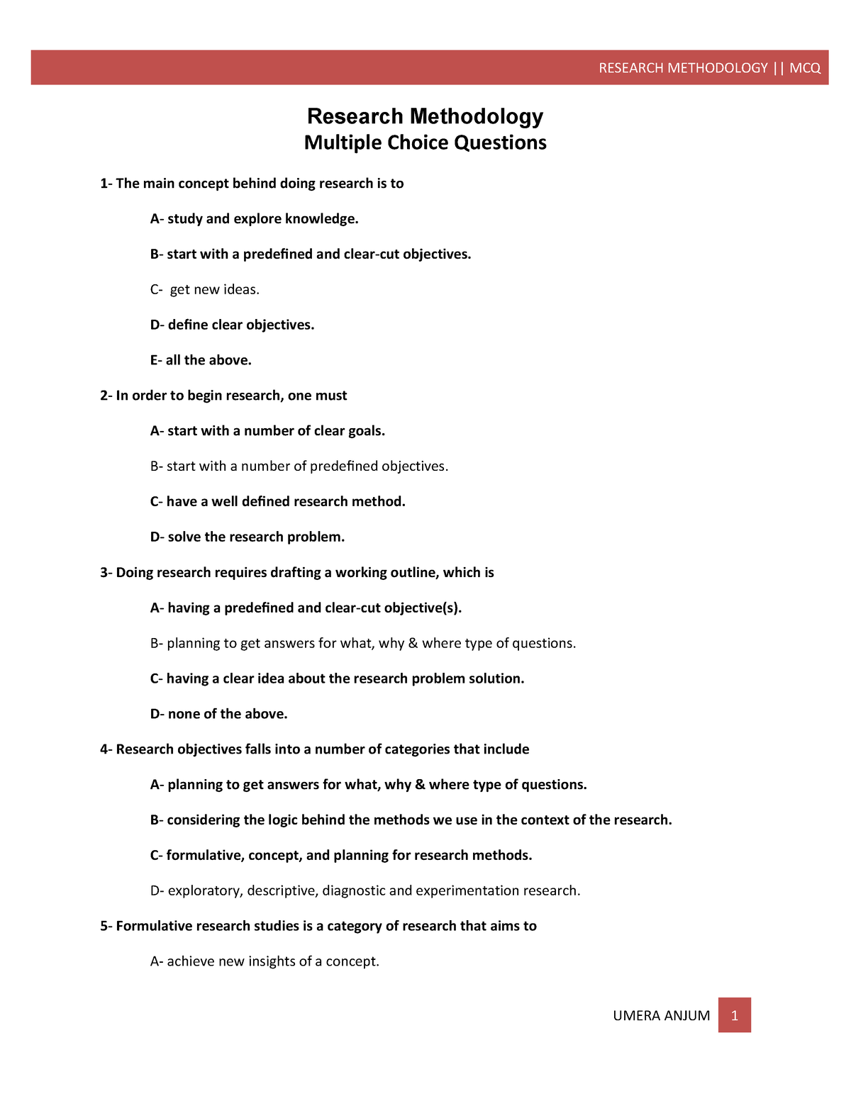 educational research multiple choice questions and answers