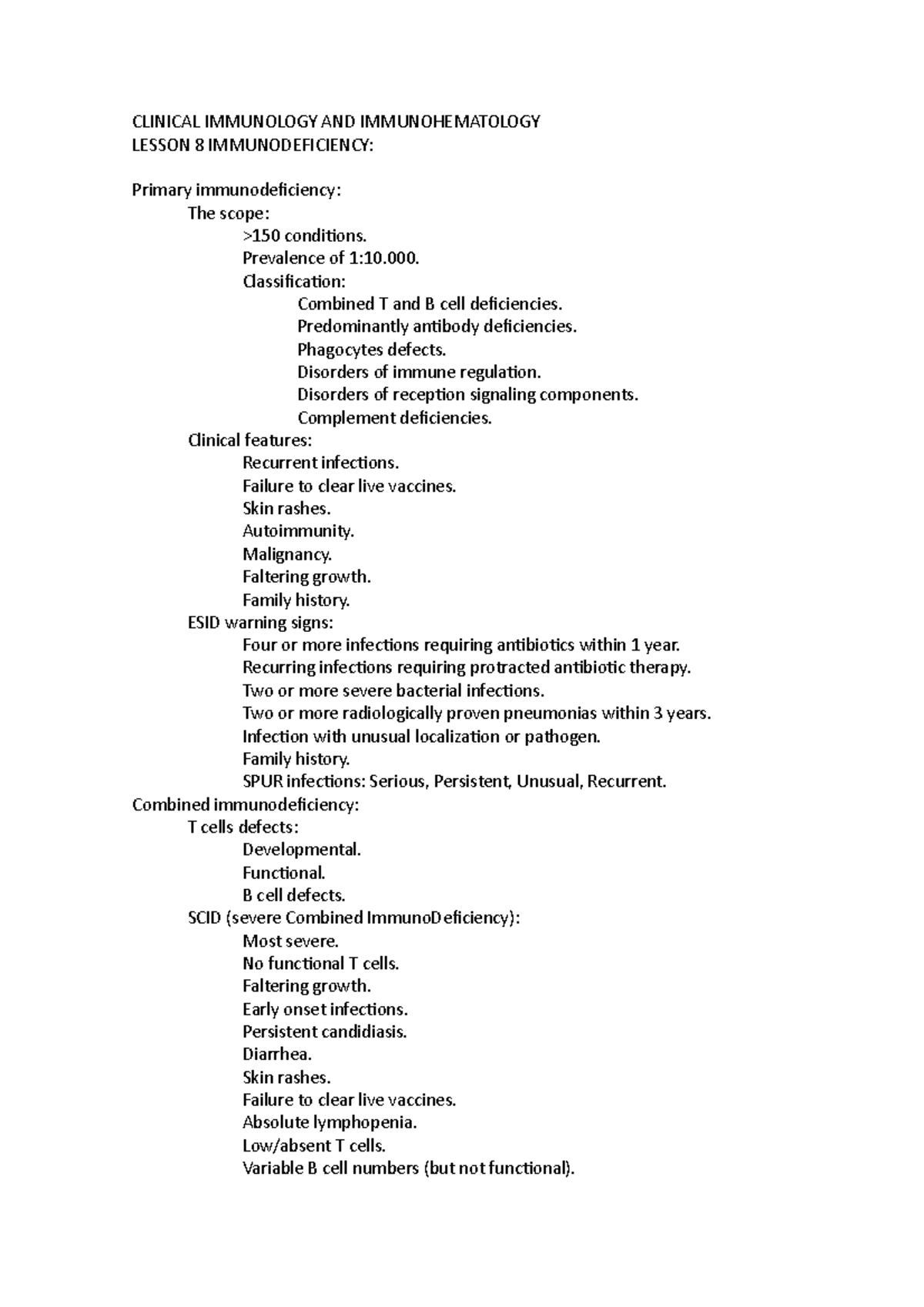 Clinical Immunology and Immunohaematology lesson 8 - BMS3054 - Surrey ...