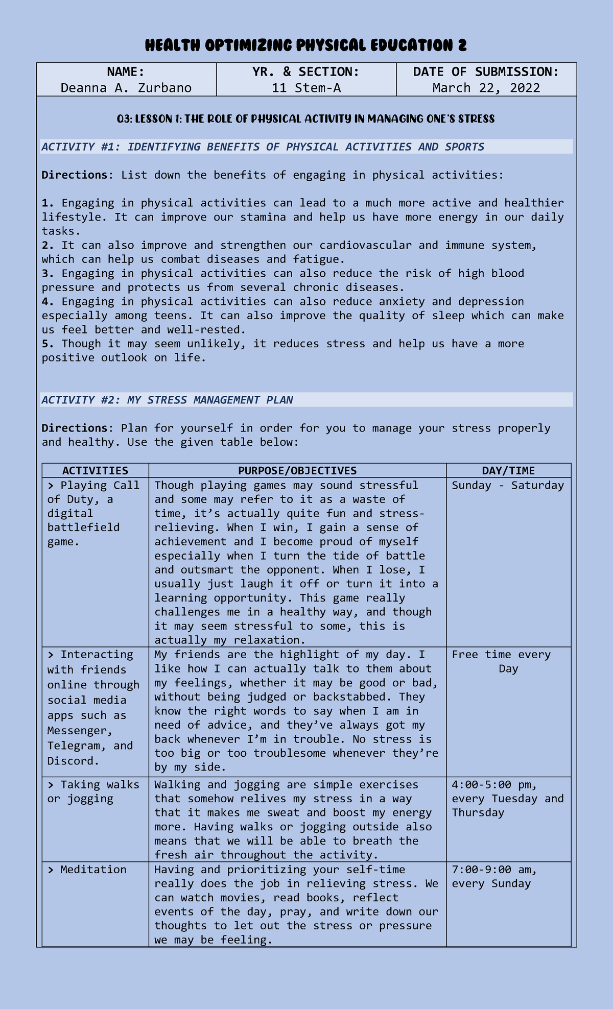 WORKSHEET in HOPE - HEALTH OPTIMIZING PHYSICAL EDUCATION 2 NAME: Deanna ...