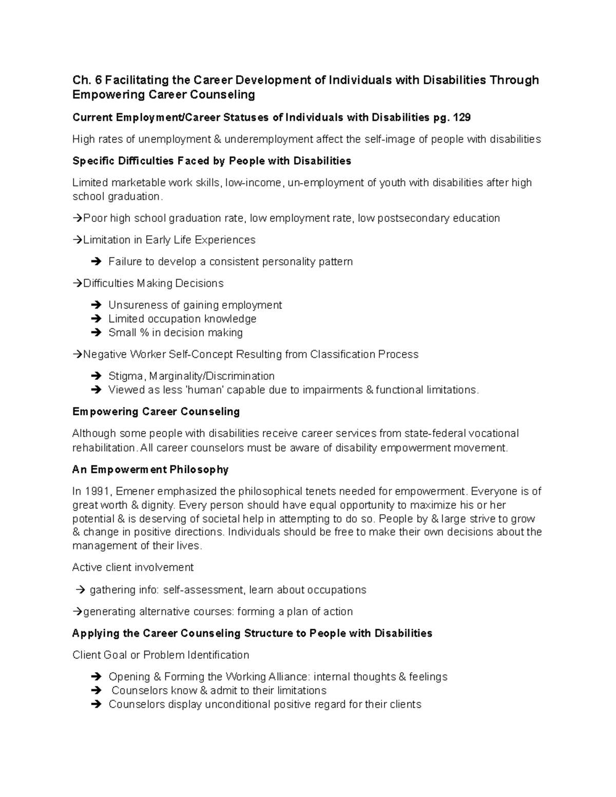 Book Notes Ch 6 - Ch. 6 Facilitating the Career Development of ...