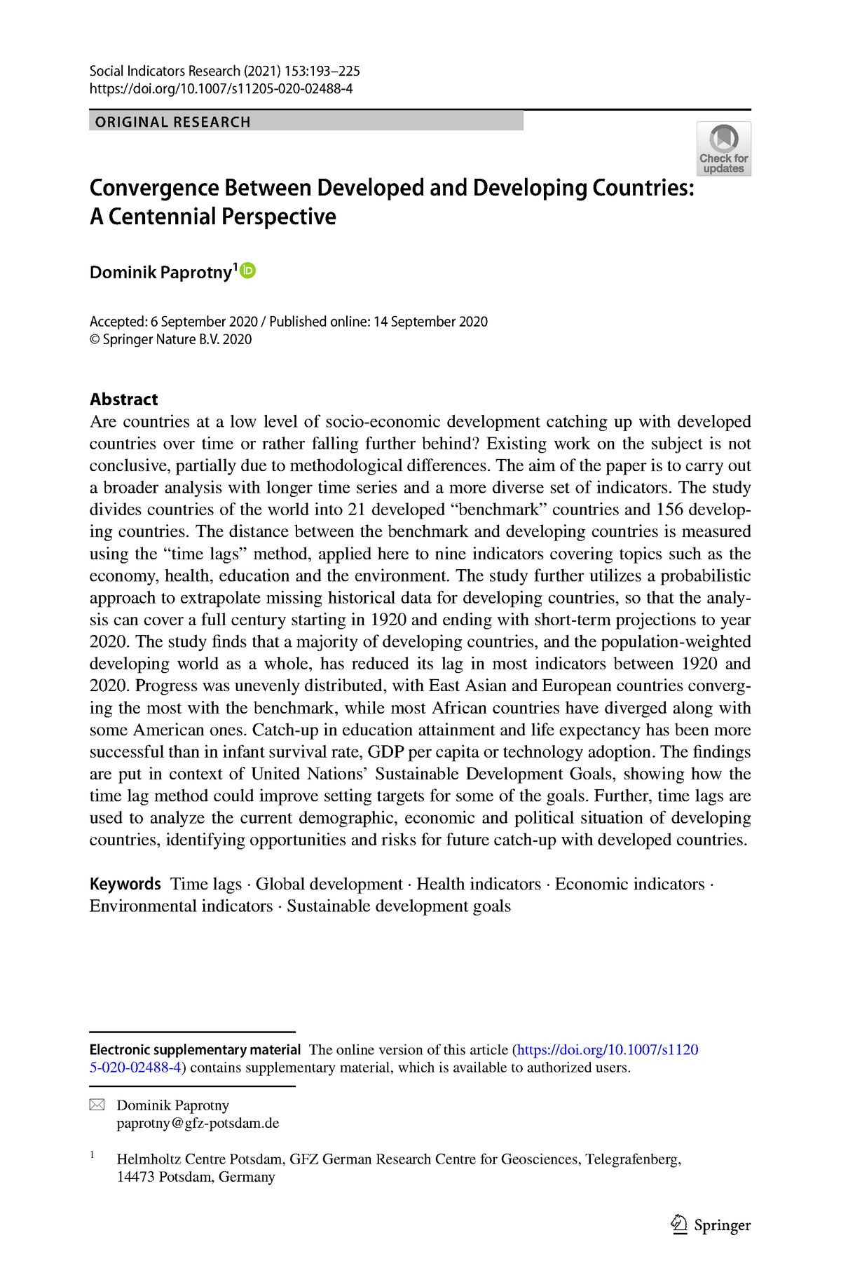 favorable outcome hypothesis in developing countries