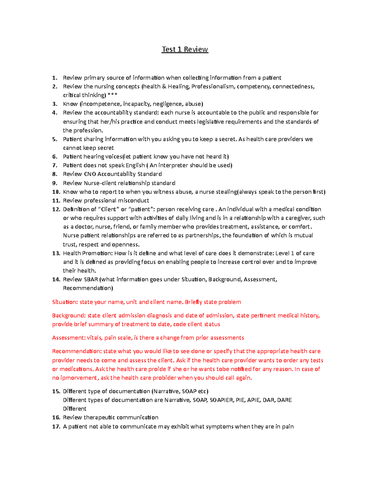 Test 1 Review - Test 1 Review Review primary source of information when ...